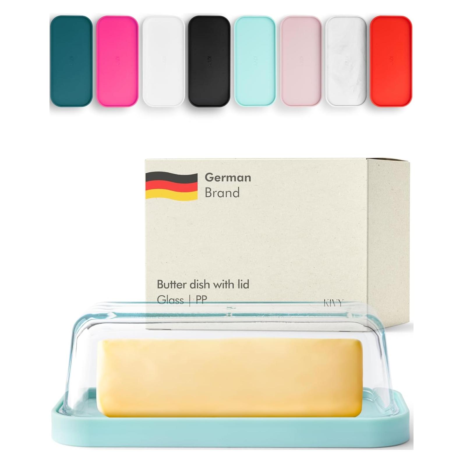 Plato de Mantequilla de Vidrio KIVY Turquesa con Tapa Hermética