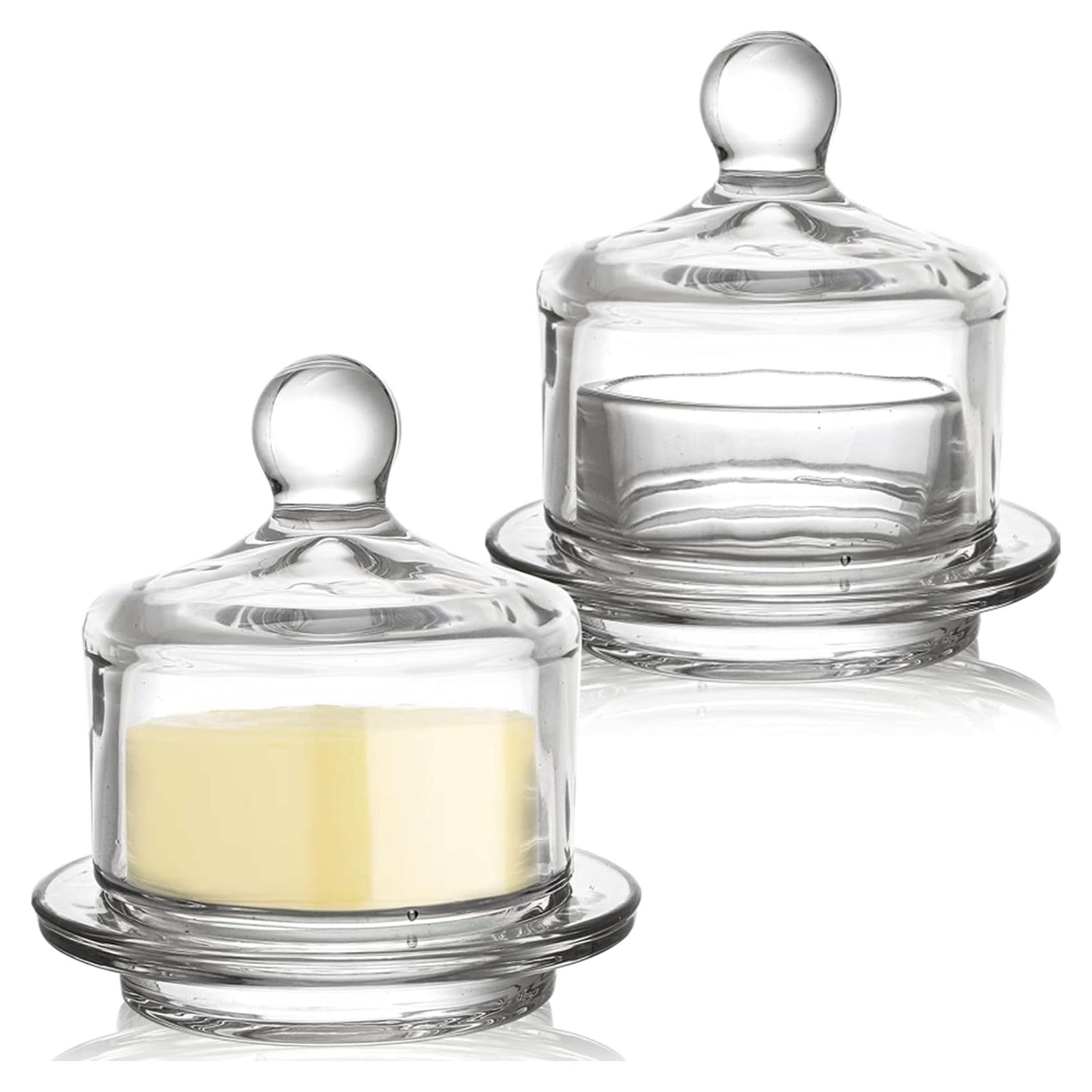 Platos de Mantequilla de Vidrio Dicunoy - 2 Piezas con Tapa