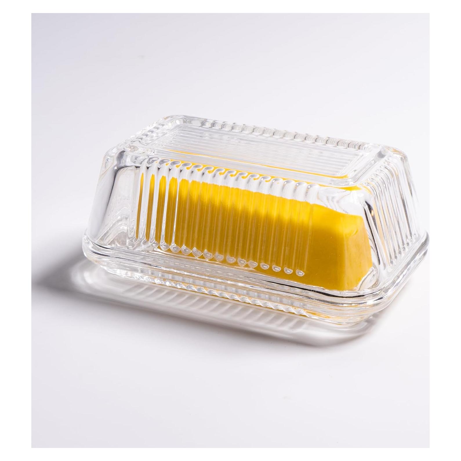 Plato de Mantequilla de Vidrio QIANCHANG con Tapa 17x10 cm