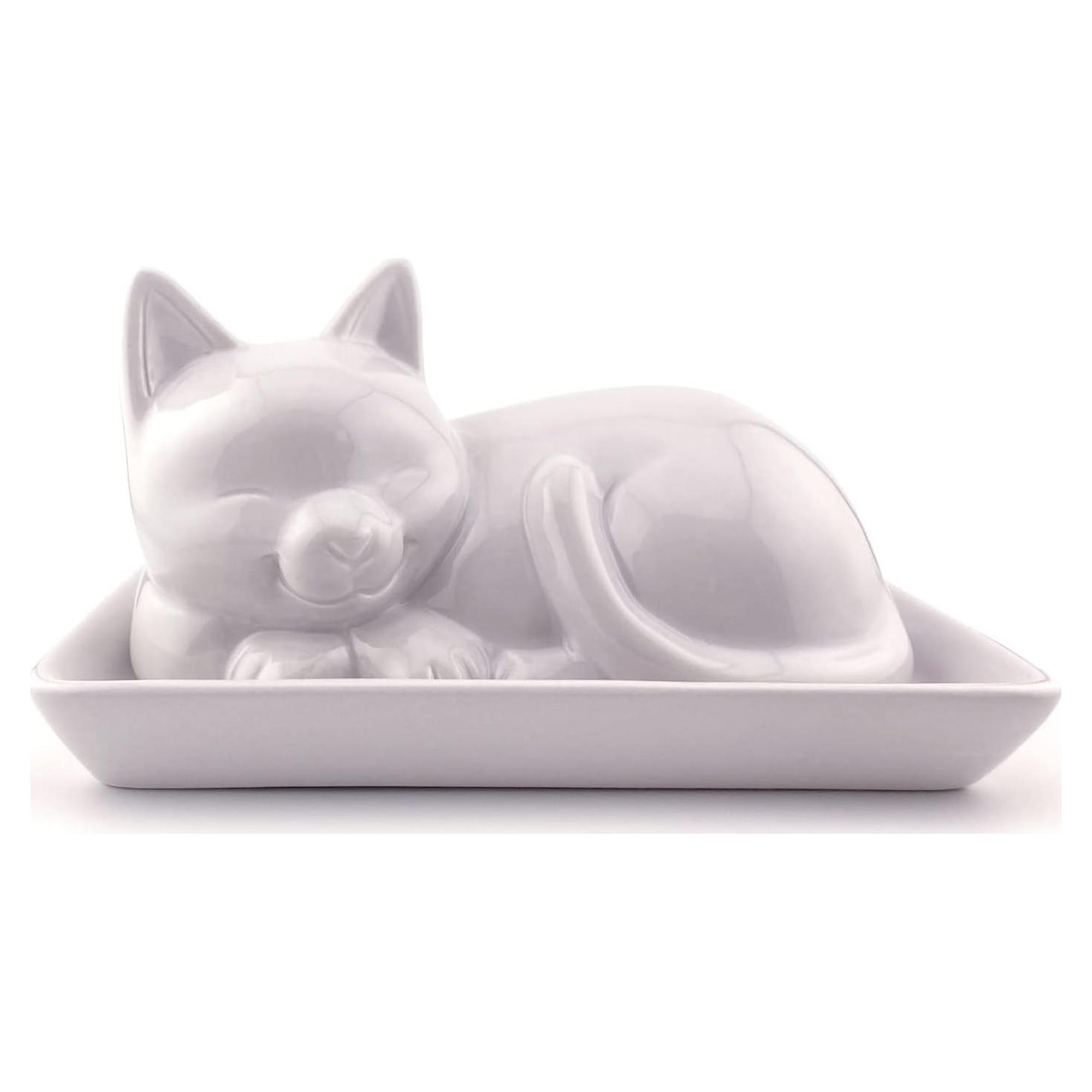 Plato de Mantequilla Cerámica Kwirkworks Gato 10.67x8.13cm