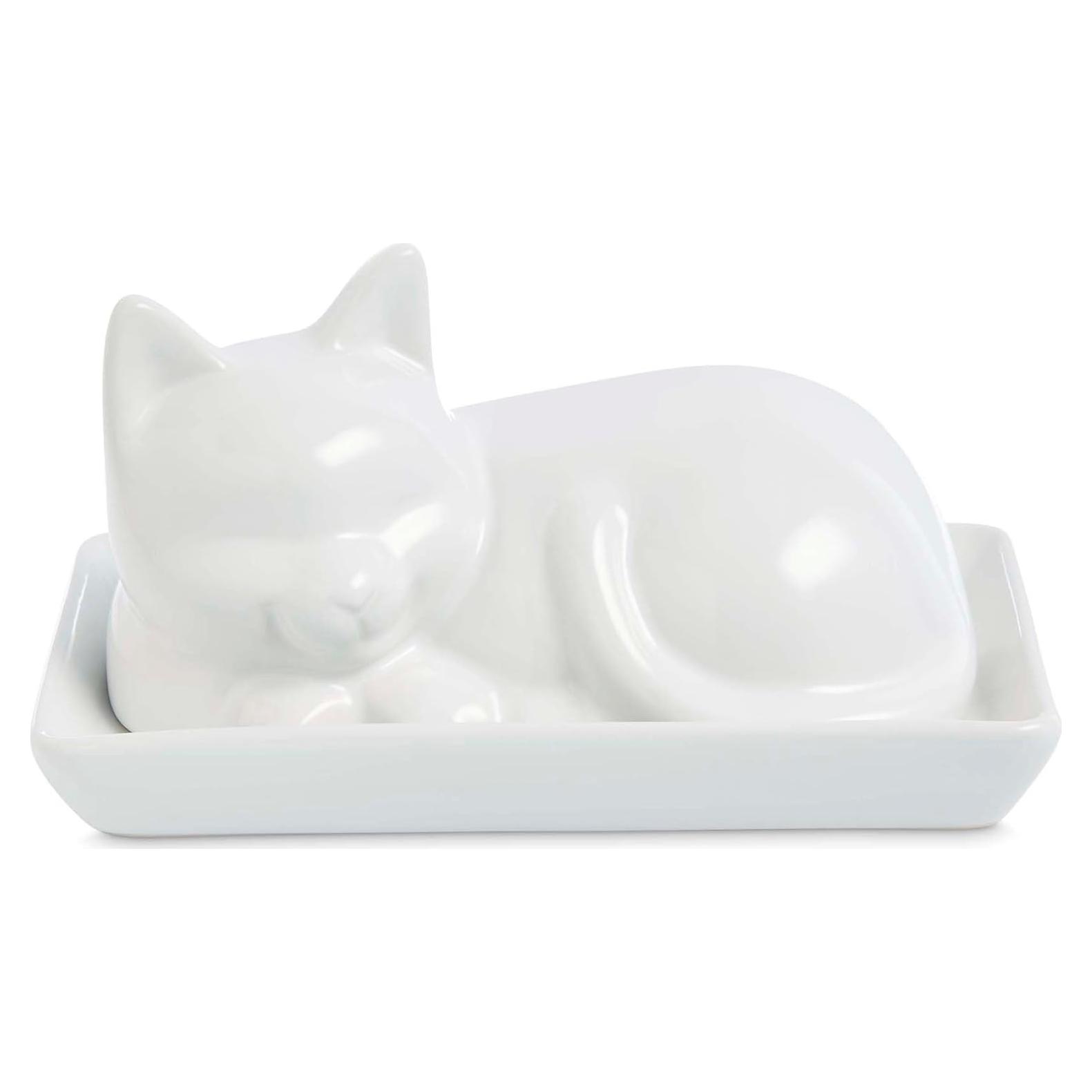 Plato para Mantequilla Gato con Tapa HIC Kitchen Porcelana 17.8x11.4cm