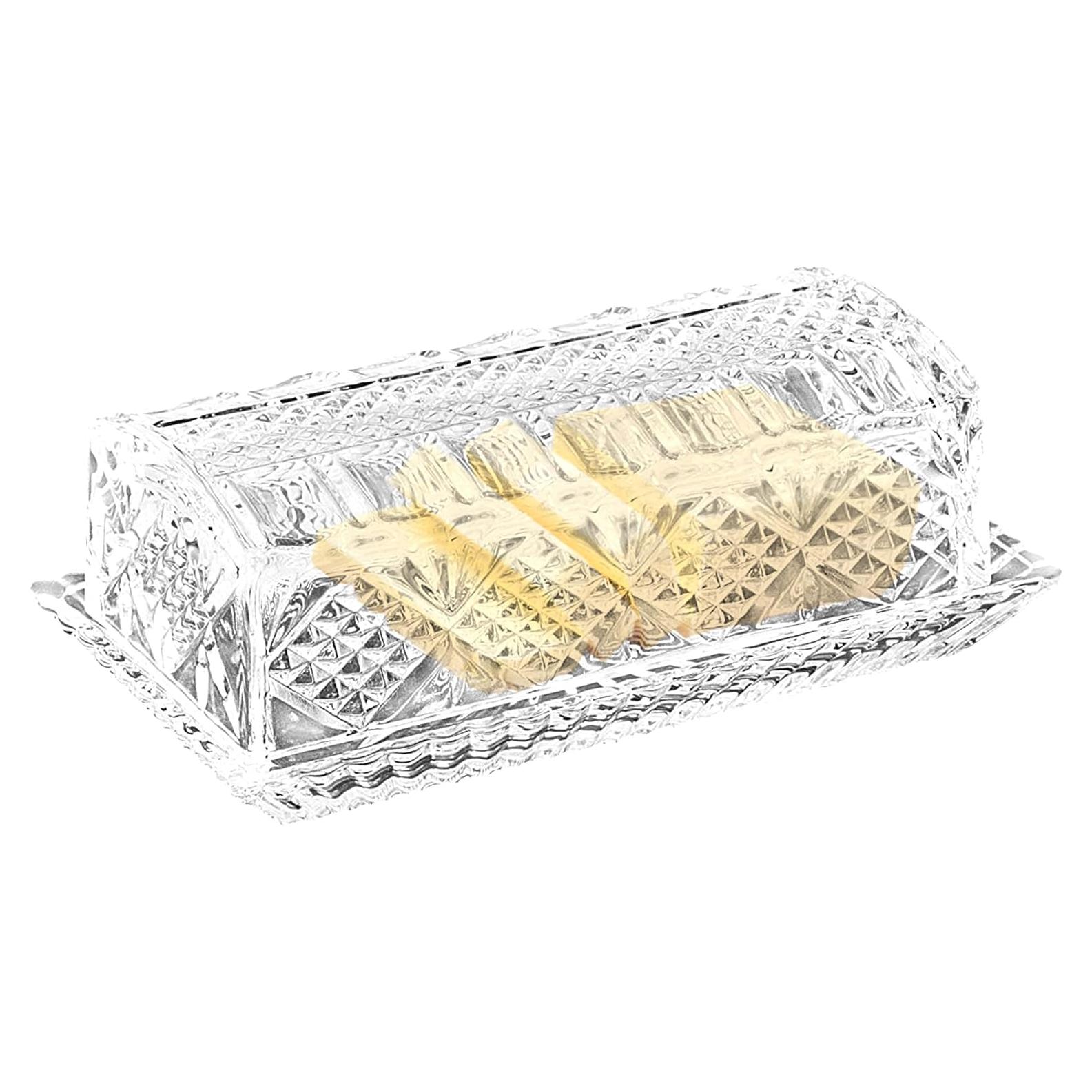 Plato de Mantequilla de Cristal Bezrat con Tapa 17.78x9.53cm