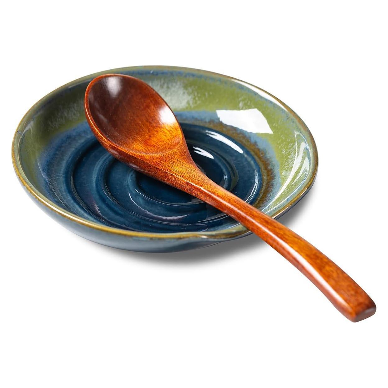 Soporte de Cuchara de Cerámica CAIGMO Gradiente Azul-Verde 12.7cm