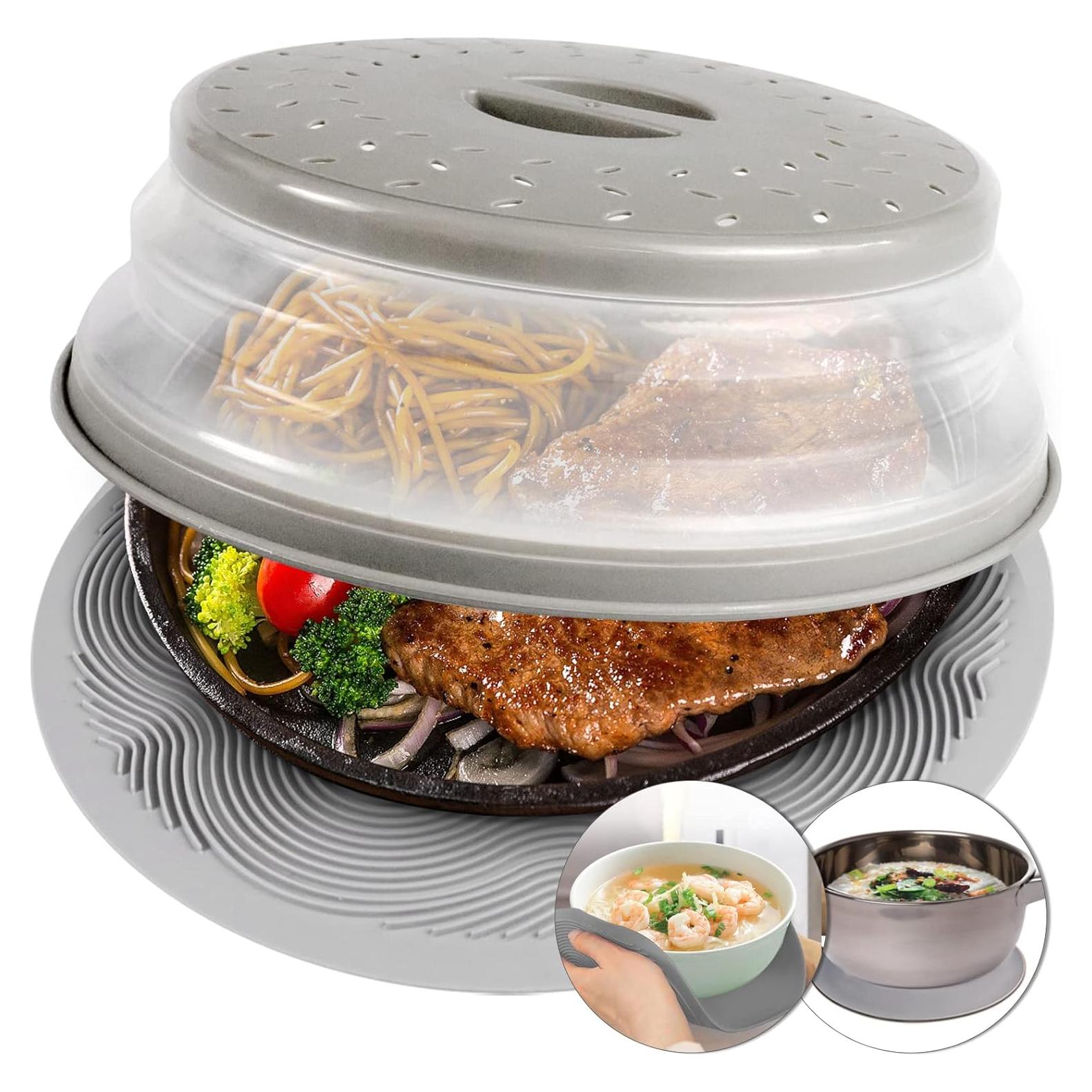 Aidacom Tapete y Cubierta de Microondas Multiusos 26.67 cm Gris