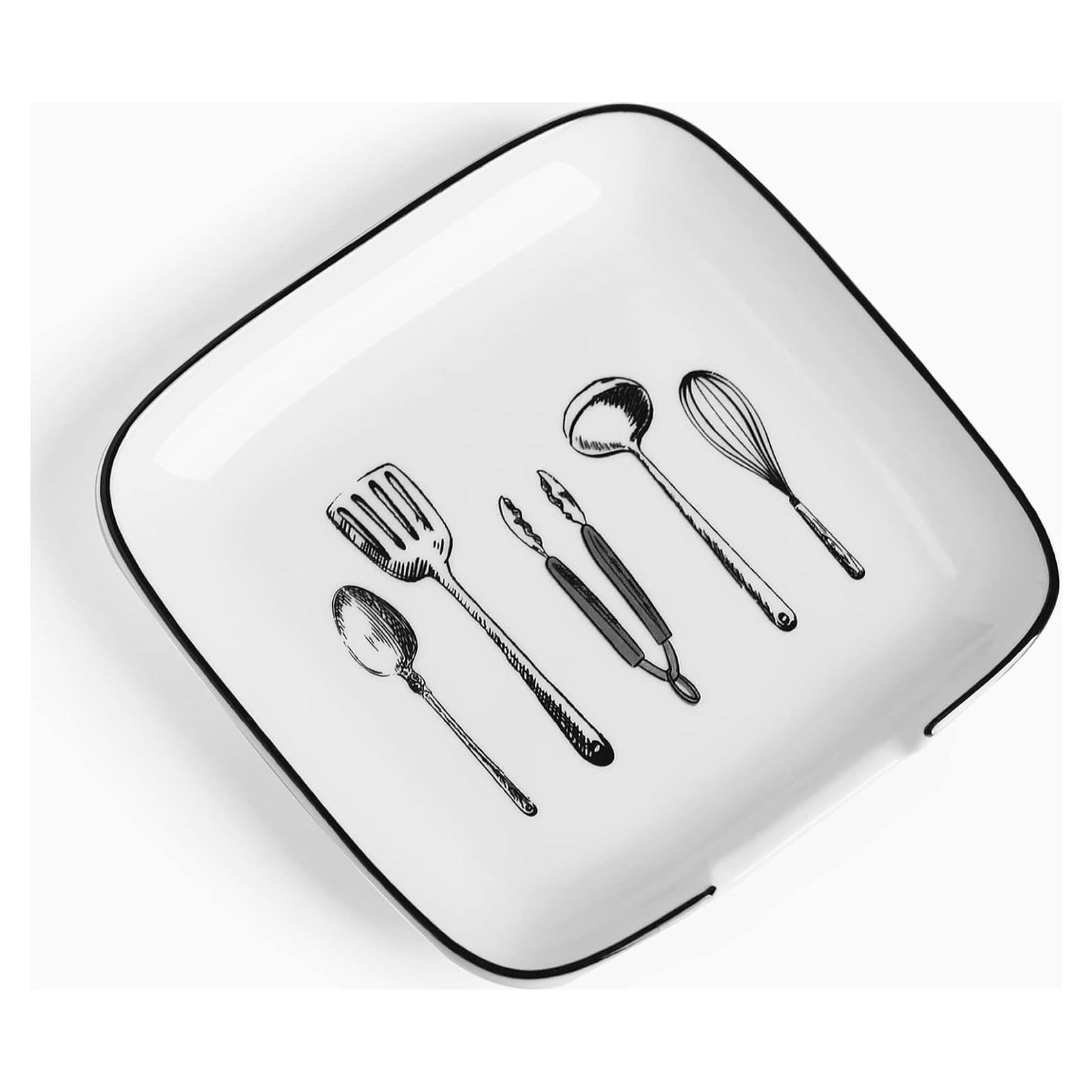 Soporte de Cuchara de Cerámica GDCZ Blanco 12.7 cm Resistente al Calor