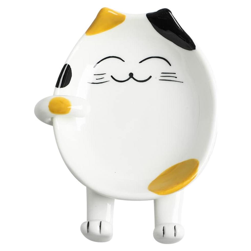 Soporte para cuchara de cerámica Wuhhaoafu gato amarillo 13x10.4cm