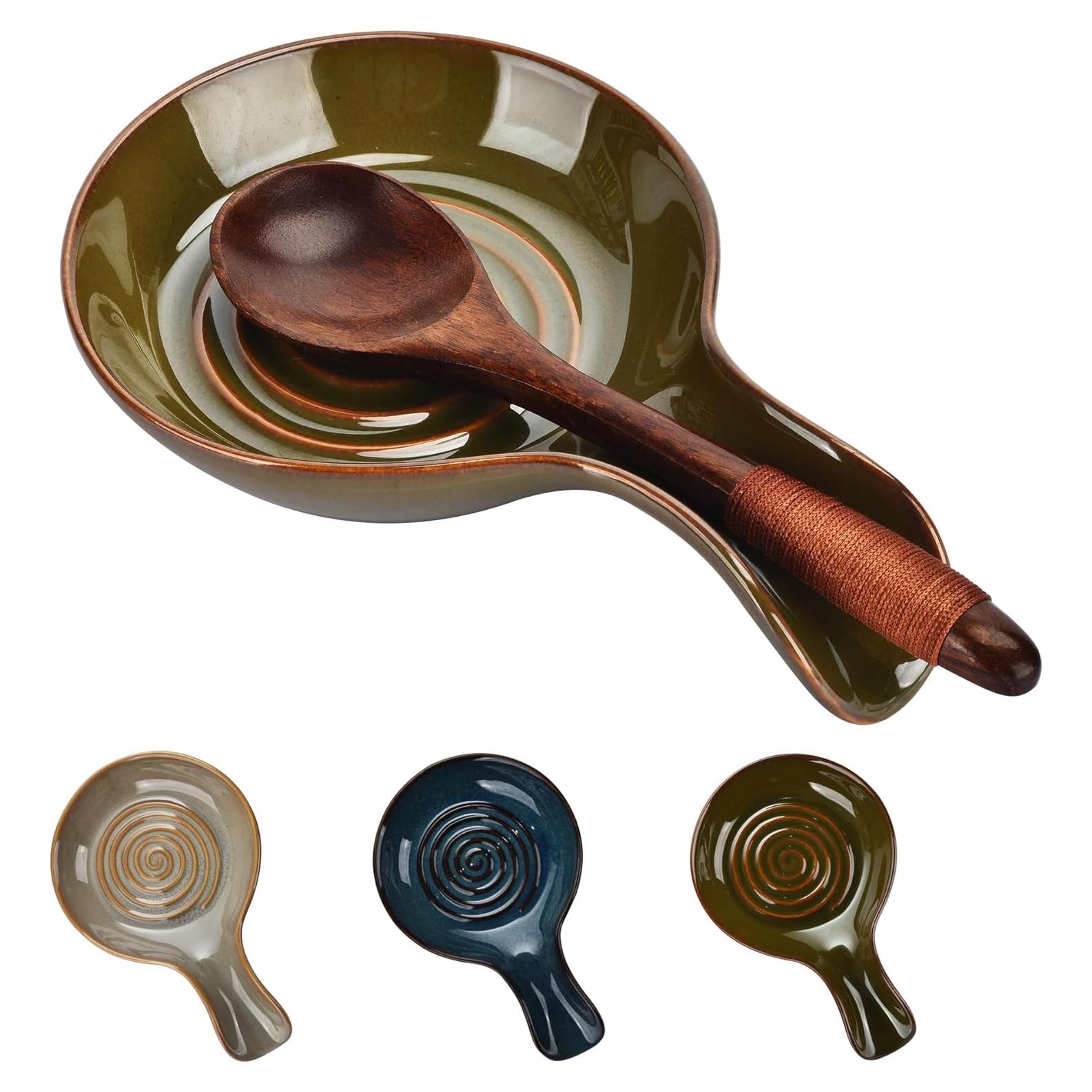 Soporte de Cuchara de Cerámica BUYNEED 17.5 cm Verde