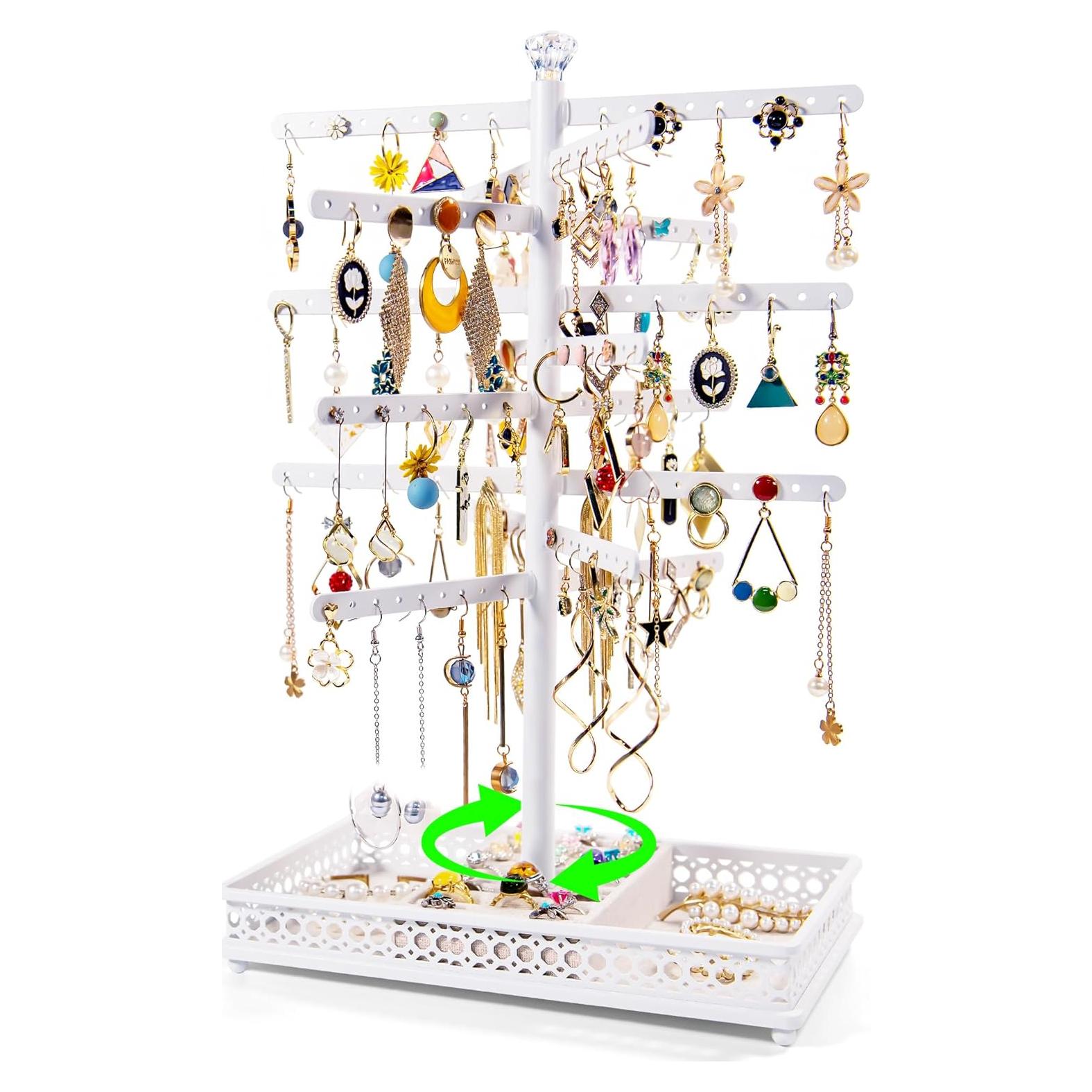 Soporte Organizador de Pendientes Meangood Blanco Rotatorio