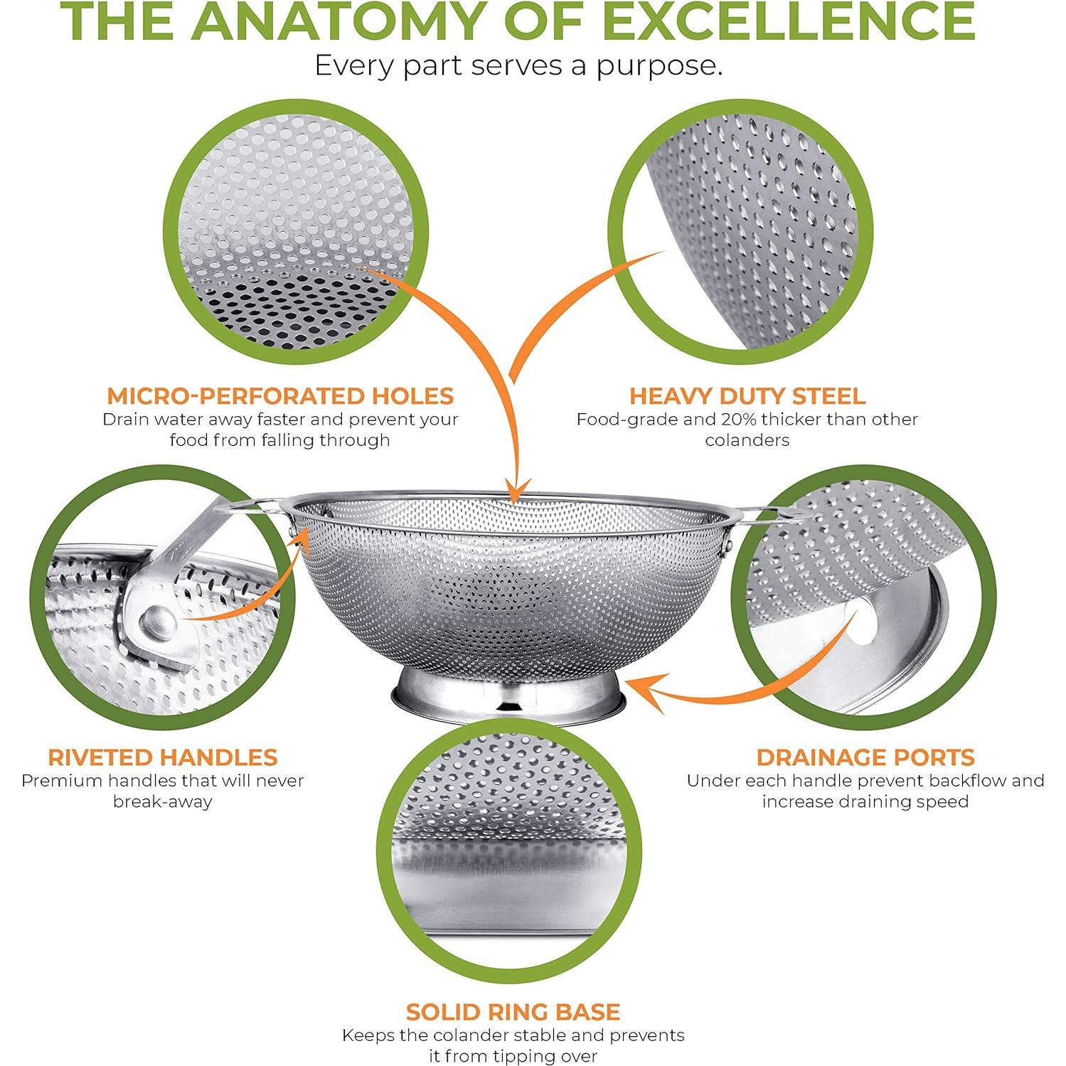 Colador Microperforado LiveFresh de Acero Inoxidable 5L