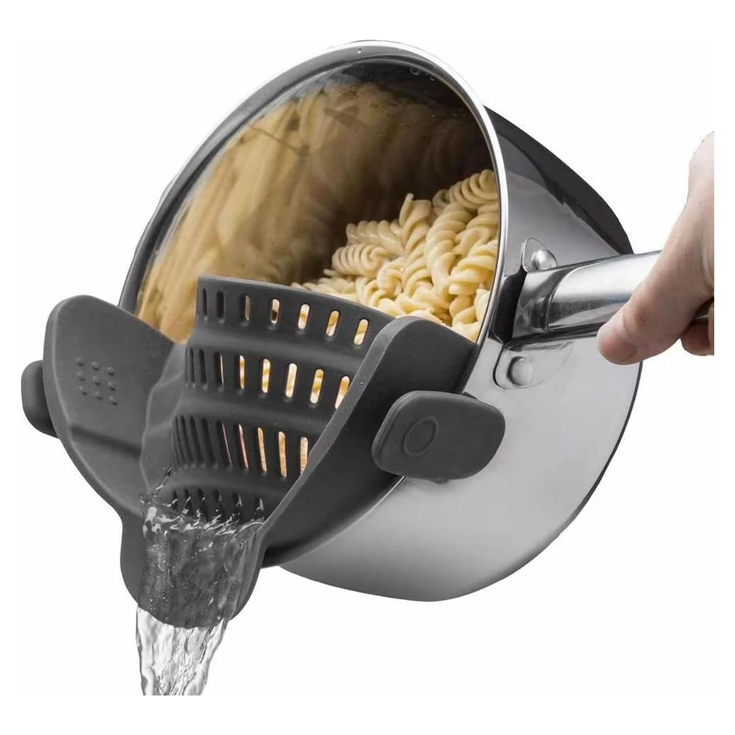 Colador de Silicona Clip On Genérico 22.4 cm Gris