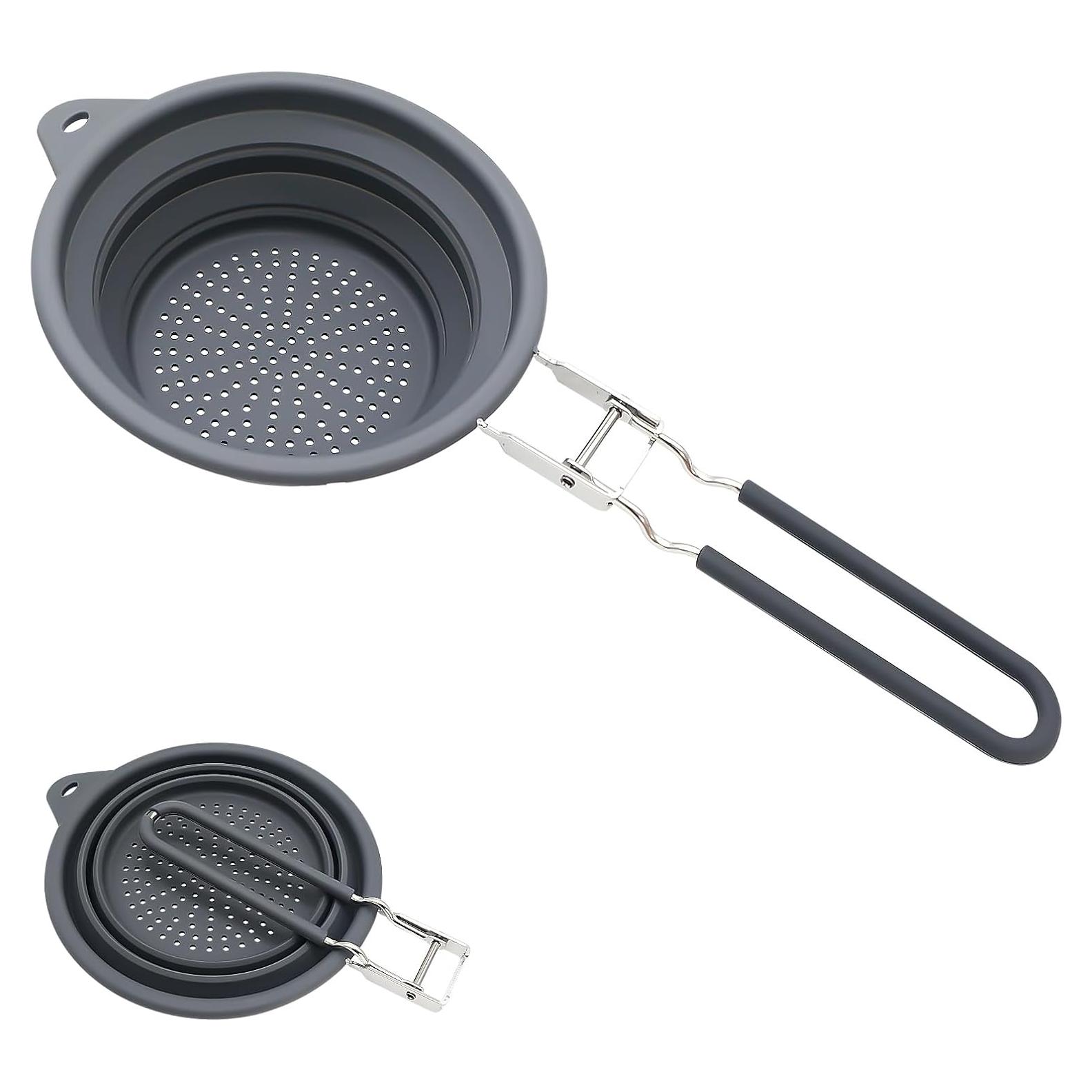 Colador Plegable de Silicona y Acero Inoxidable 17cm