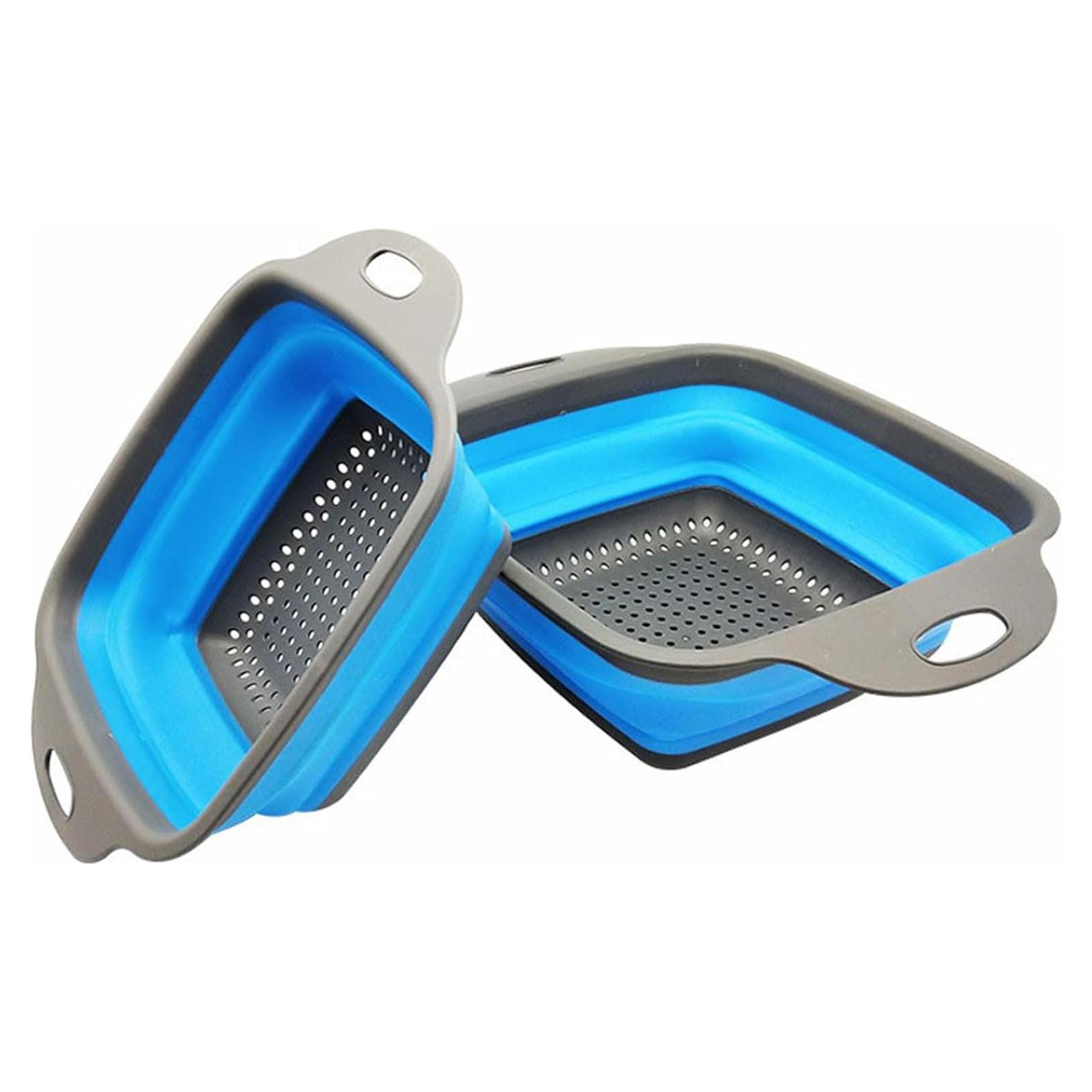 Coladores Plegables de Silicona DQZSY 2PCS 24.1 y 29.2 cm Azul