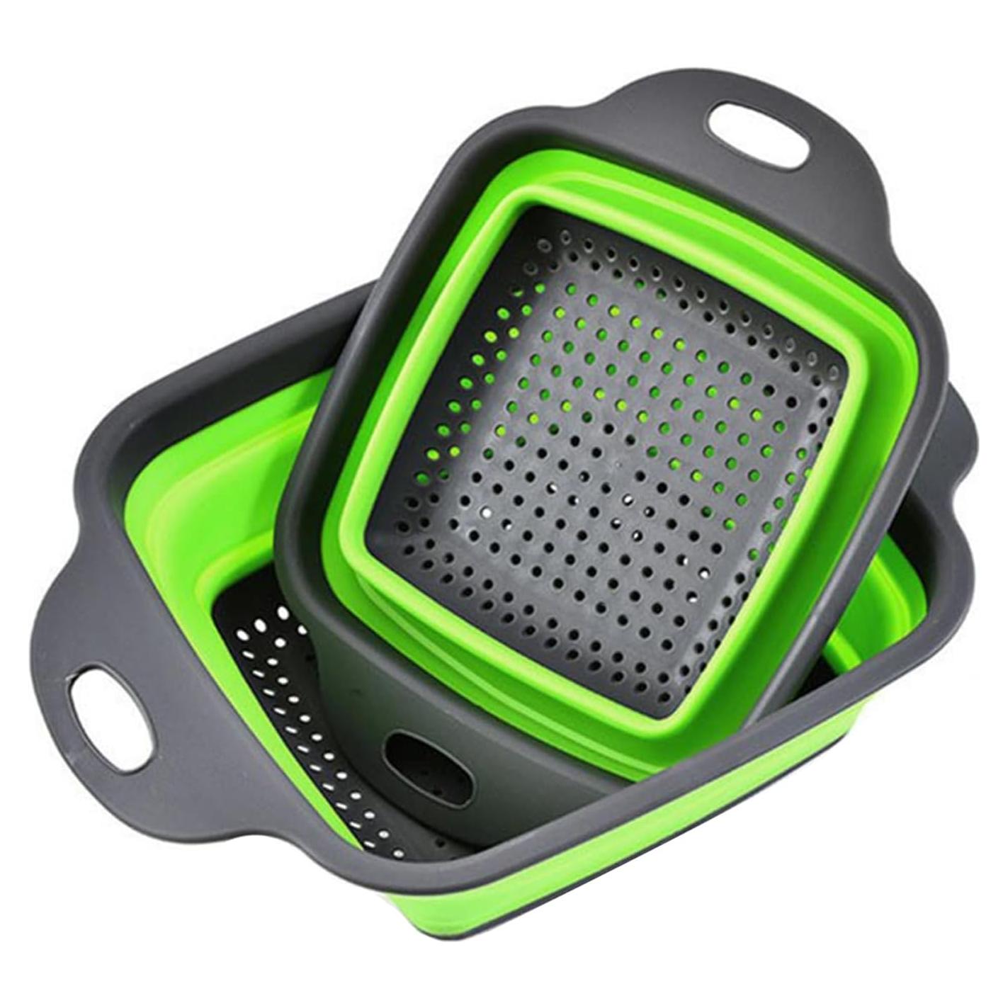 Coladores Plegables de Silicona DQZSY 2 PCS 24.1 y 29.2 cm Verde