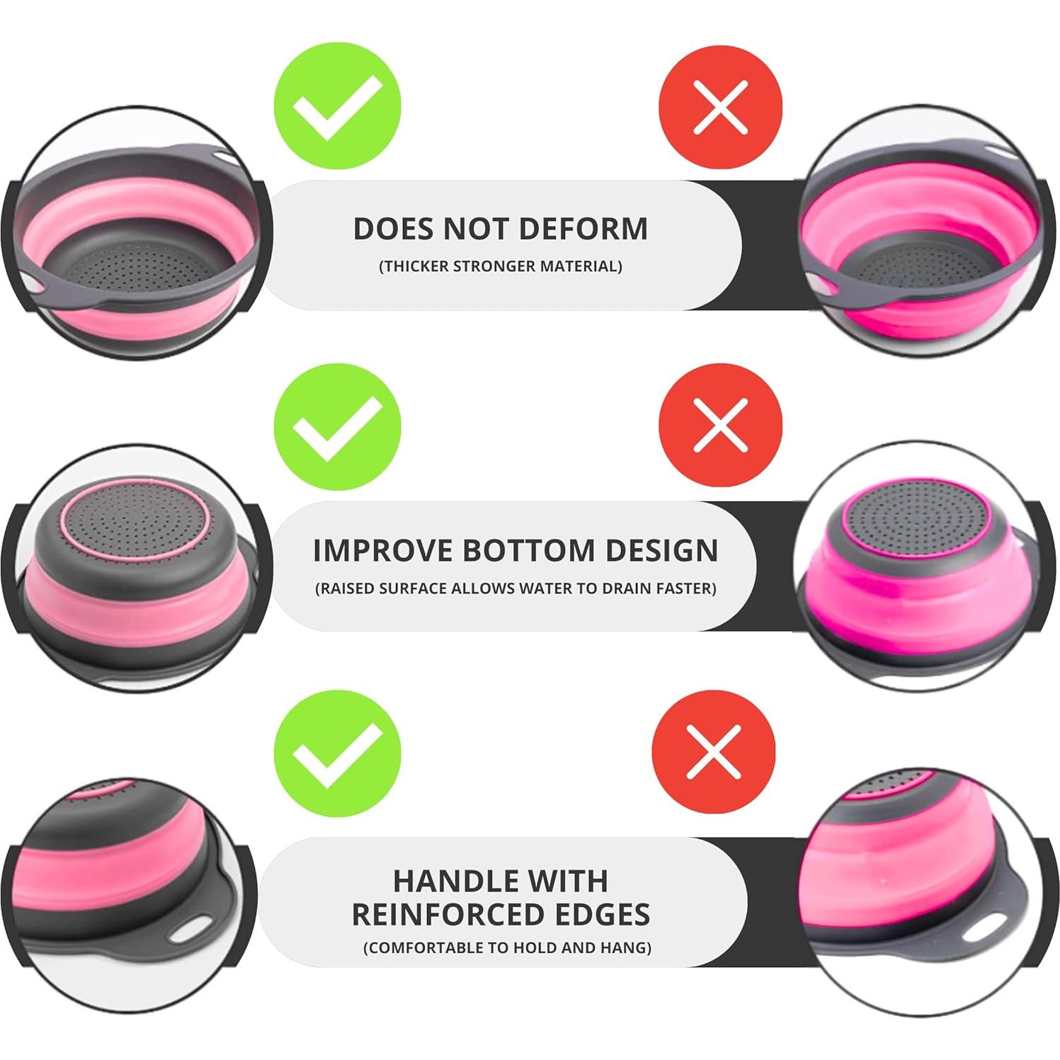 Colador de Silicona Plegable YARRD Rosa 24.6x22.1 cm