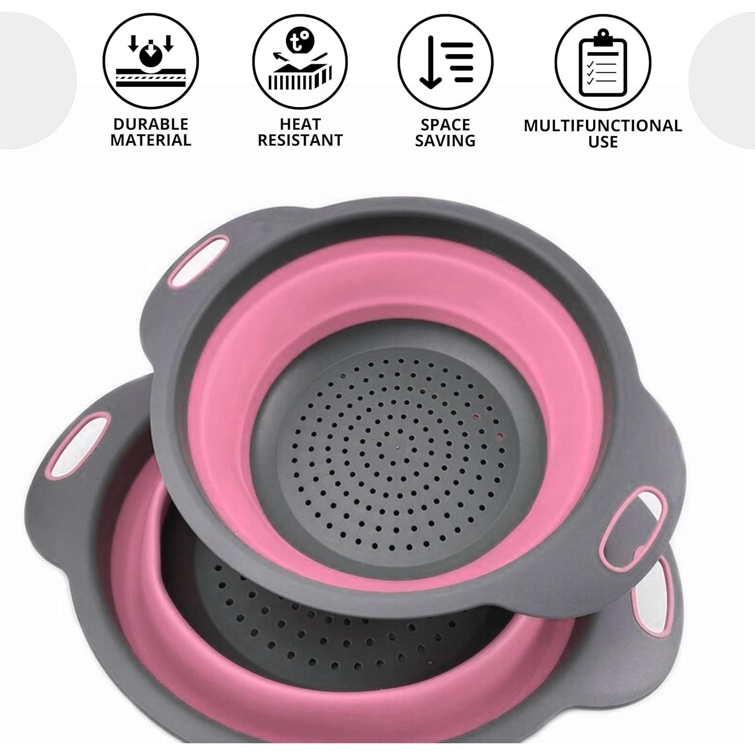 Colador de Silicona Plegable YARRD Rosa 24.6x22.1 cm