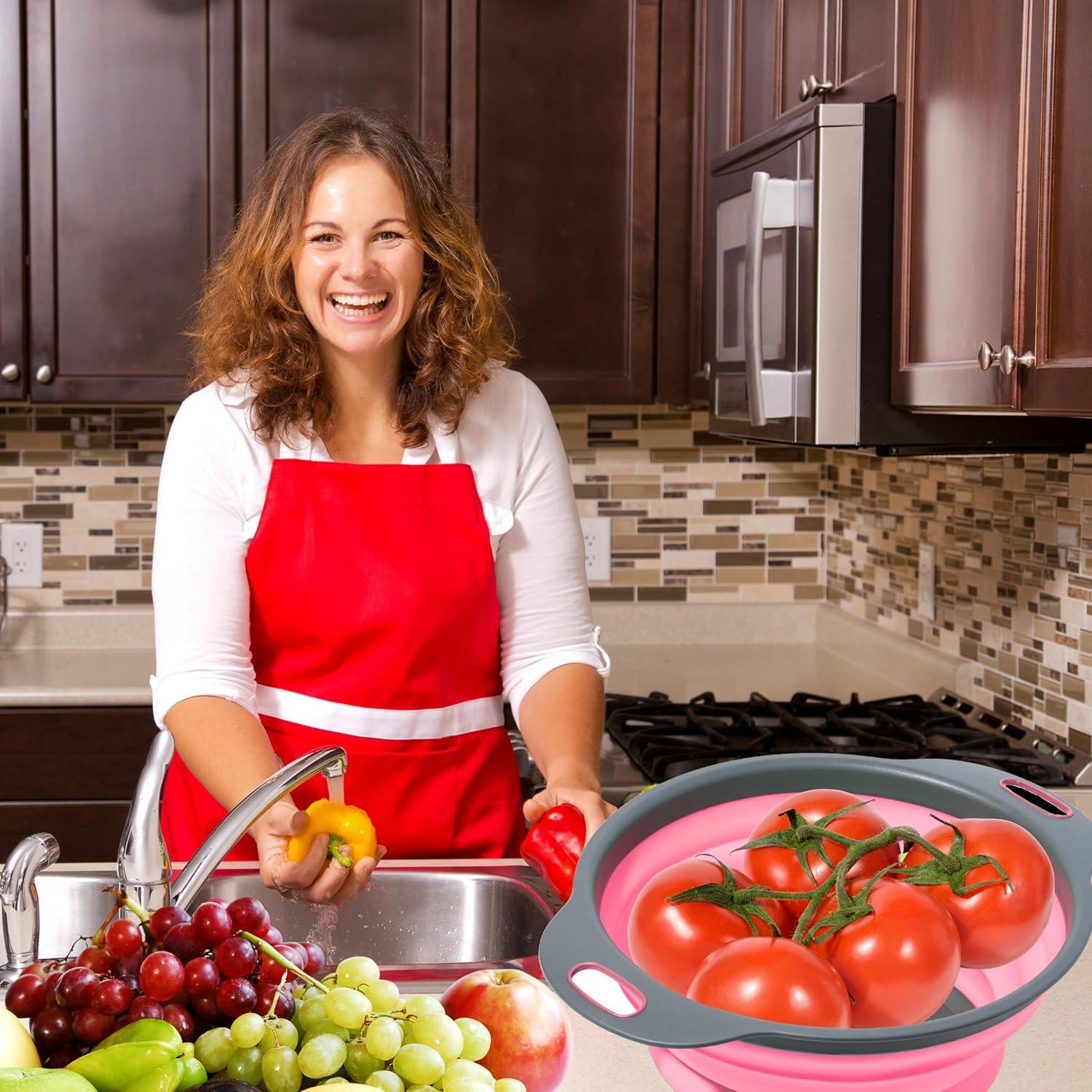 Colador de Silicona Plegable YARRD Rosa 24.6x22.1 cm