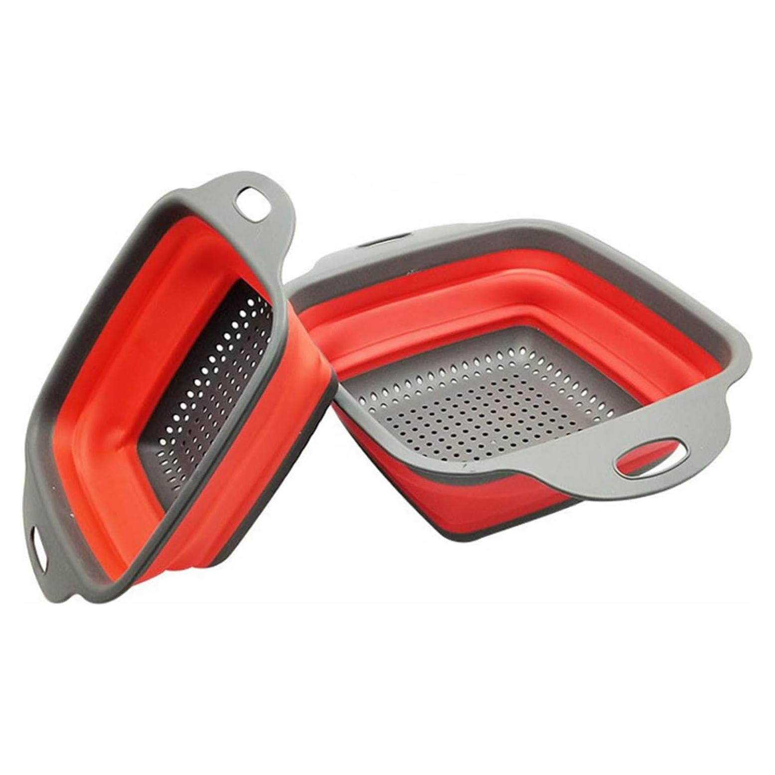 Coladores Plegables DQZSY 2PCS Silicona 24.1 y 29.2 cm Rojo