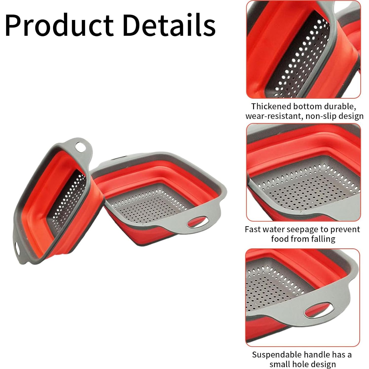 Coladores Plegables DQZSY 2PCS Silicona 24.1 y 29.2 cm Rojo