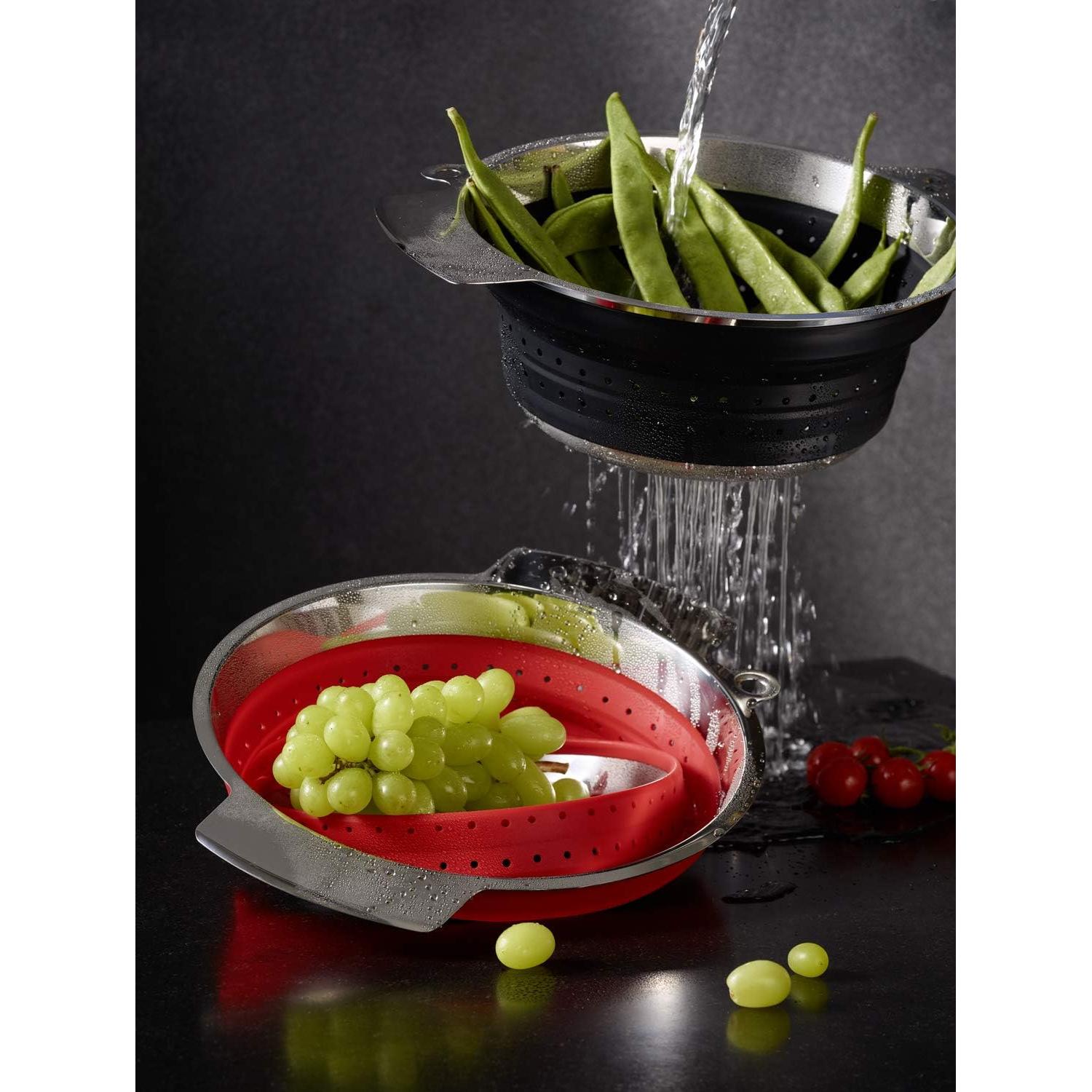 Colador Plegable Rösle de Acero Inoxidable 25.4 cm Negro