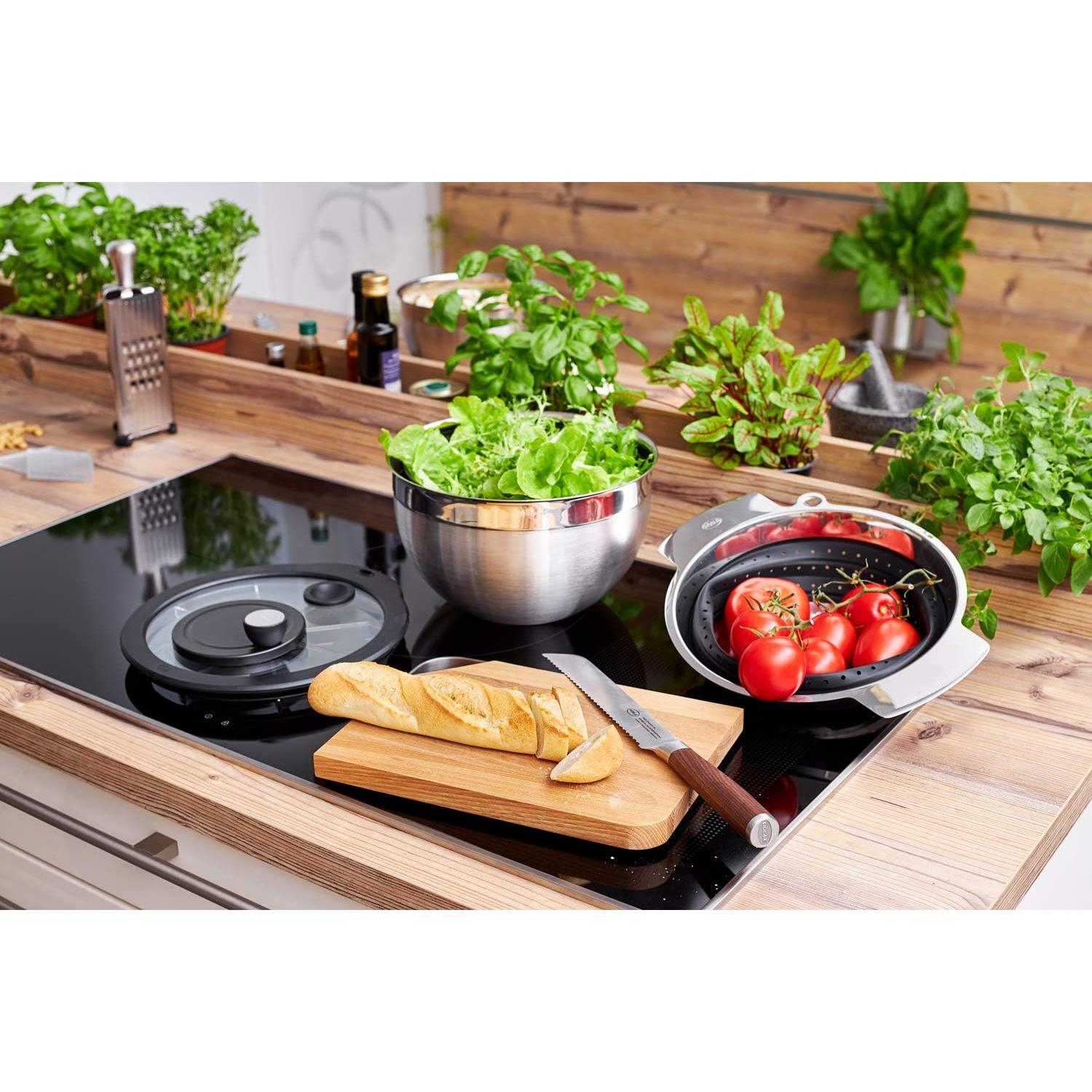 Colador Plegable Rösle de Acero Inoxidable 25.4 cm Negro