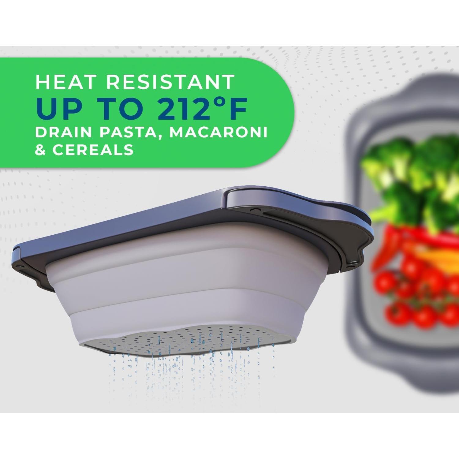 Colador Plegable Comfify XL 6 Cuartos Gris - Silicona Duradera