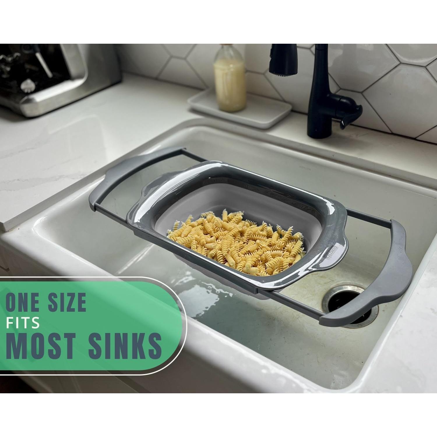 Colador Plegable Comfify XL 6 Cuartos Gris - Silicona Duradera