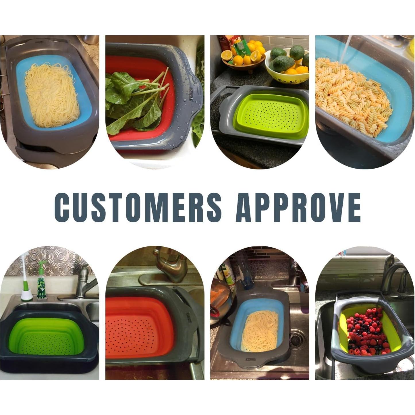 Colador Plegable Comfify XL 6 Cuartos Gris - Silicona Duradera