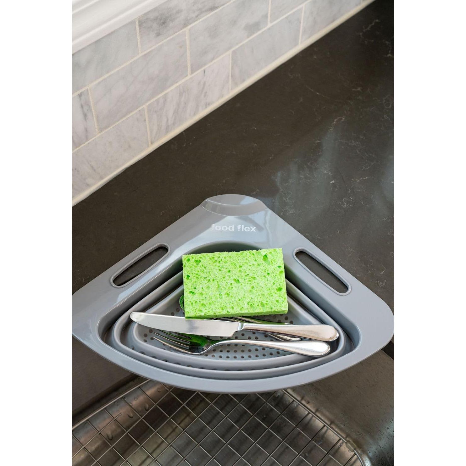Colador Plegable Food Flex 3.3L para Fregadero Esquina Gris