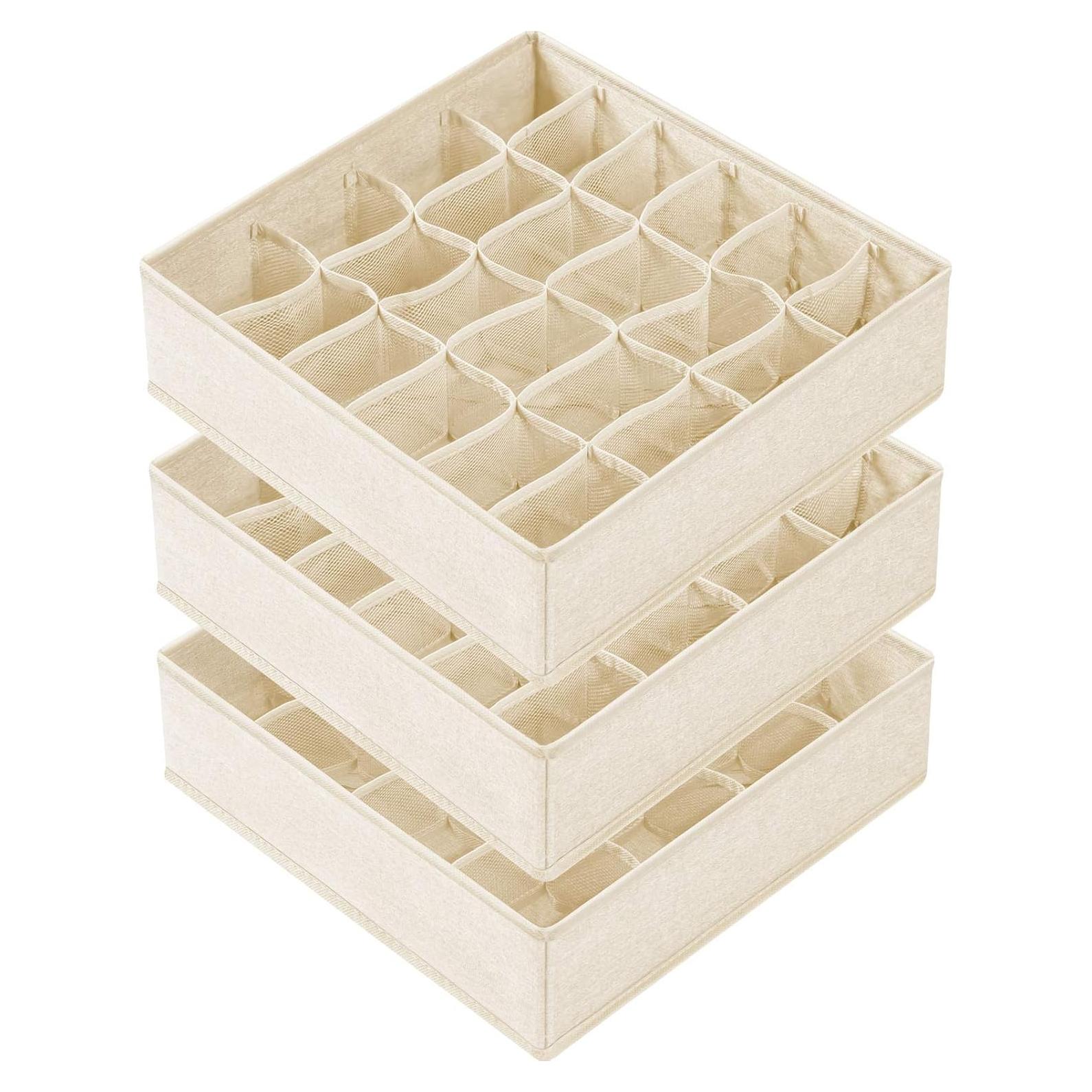 Organizador de Cajón Criusia para Calcetines y Ropa Interior - 3 Piezas Beige