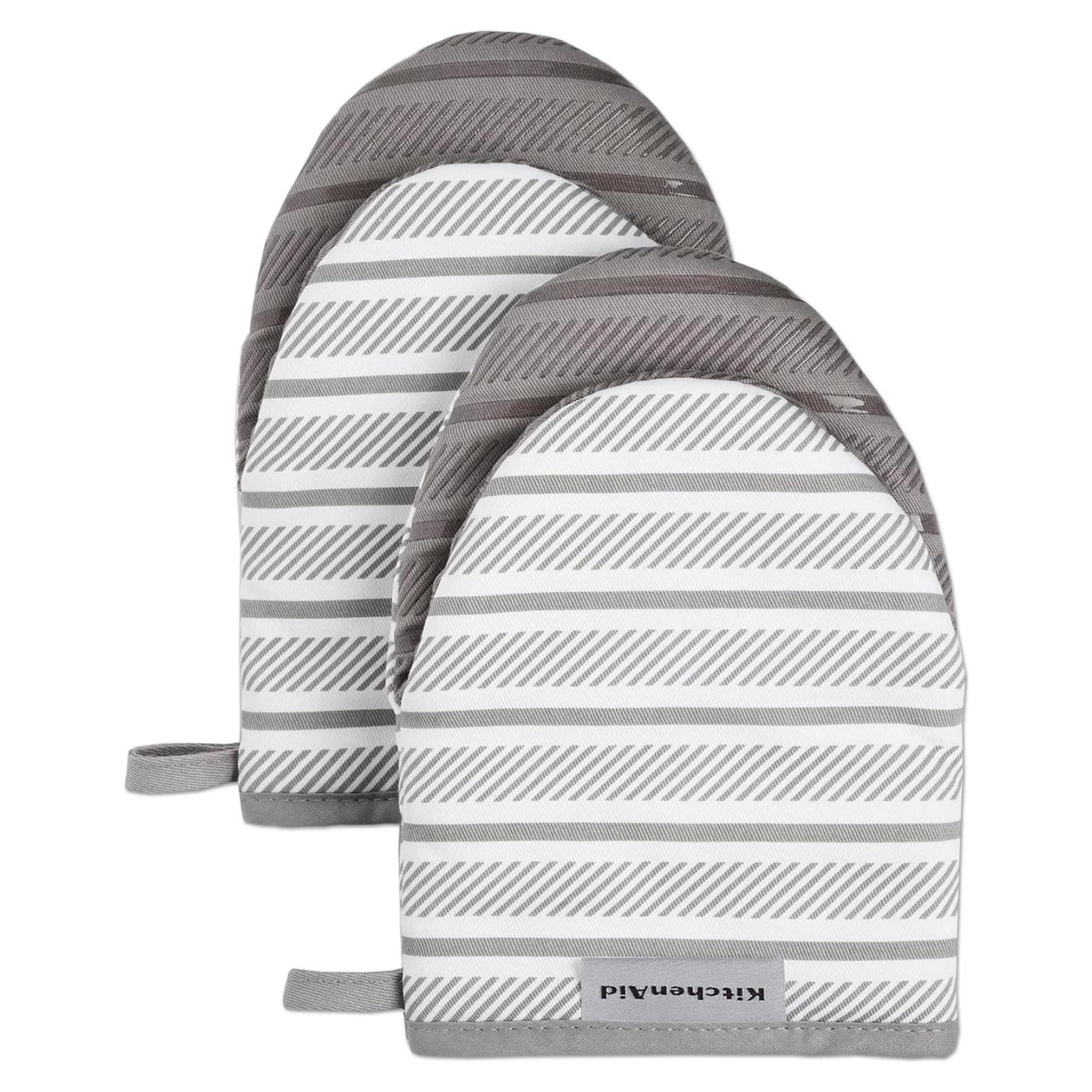 Juego de 2 Manoplas de Horno Mini KitchenAid Albany Gris 14x20cm