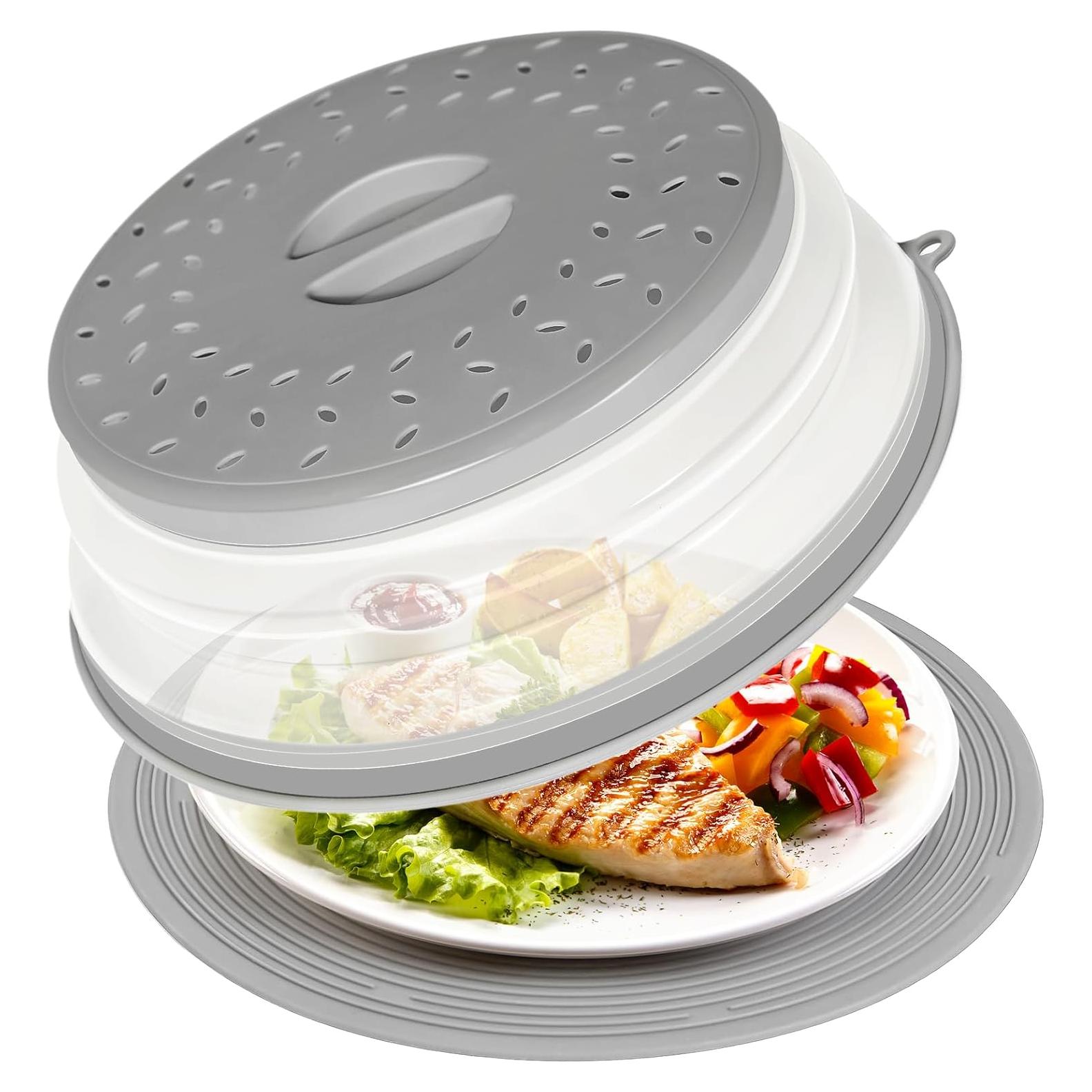 Cubierta para Microondas CasaCulina 2 en 1 Gris 25.4 cm