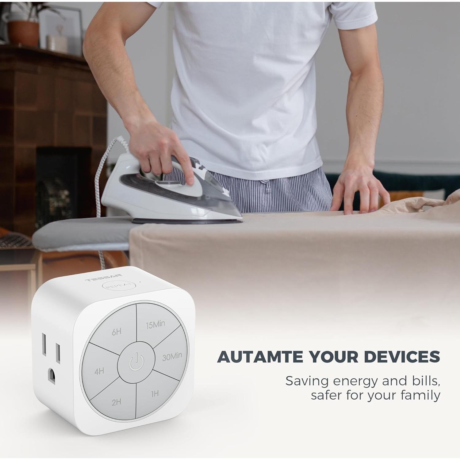 Temporizador de Enchufe TESSAN 6H para Luces y Electrodomésticos