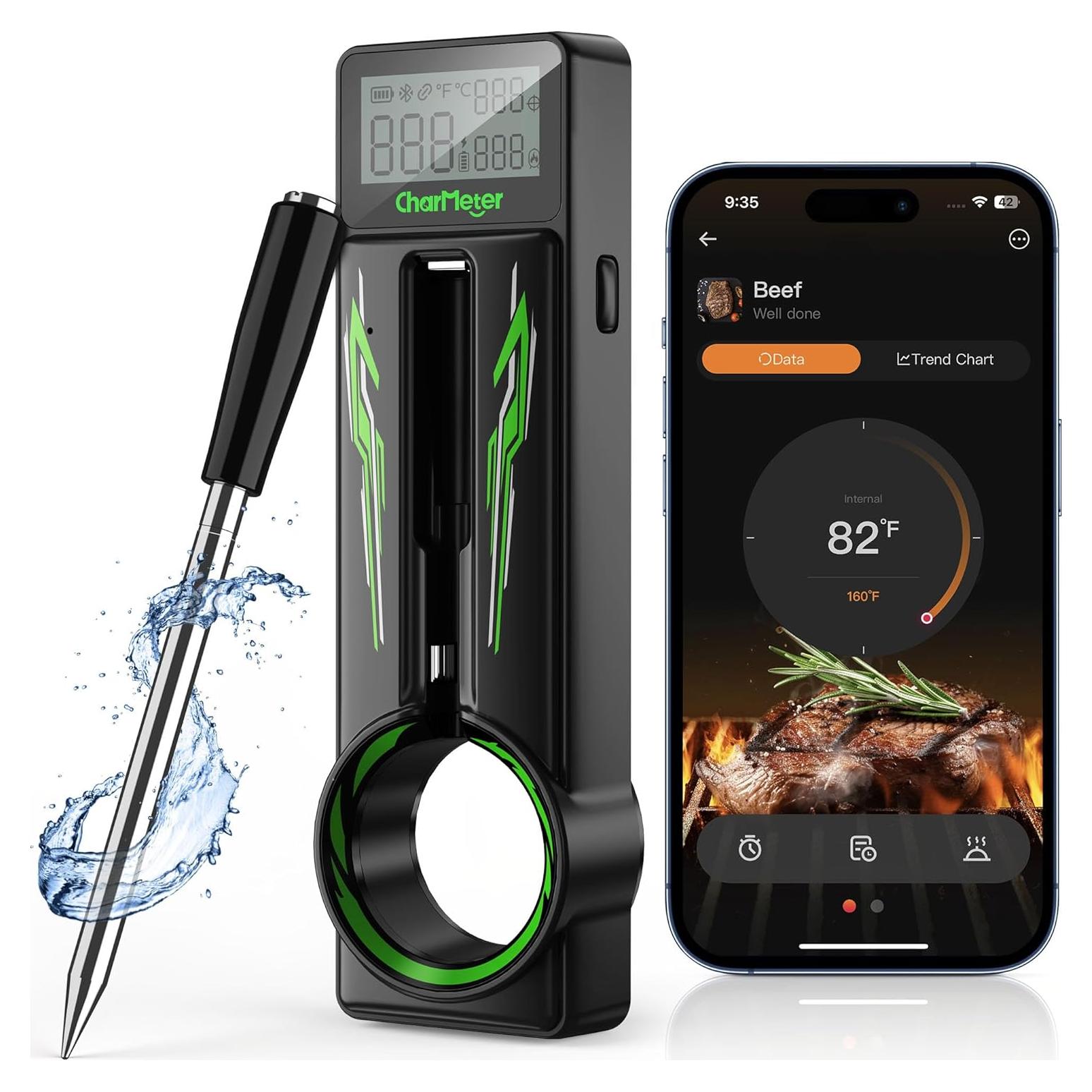 Termómetro de Carne Inalámbrico CharMeter con Sonda Ultra Fina