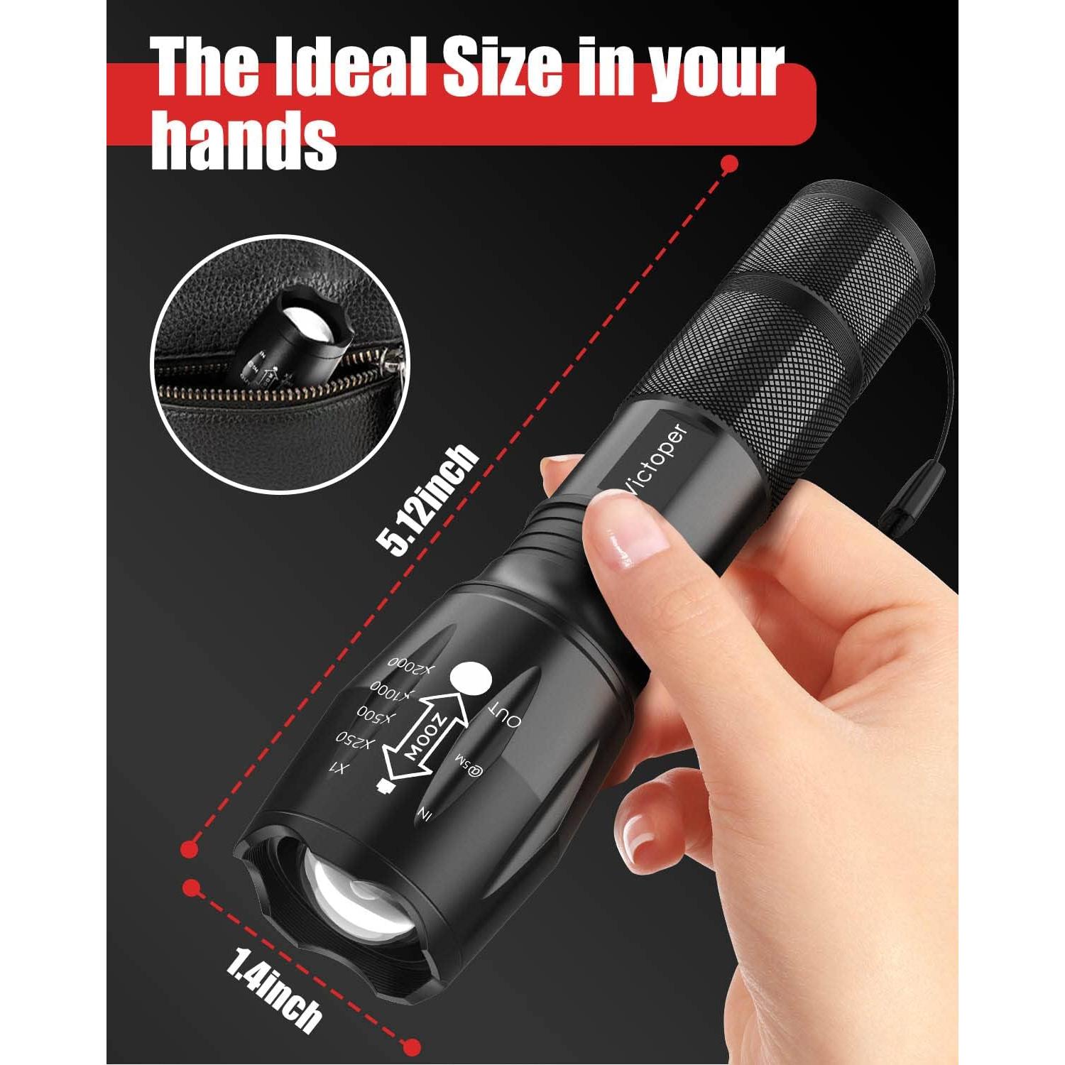 Linterna LED Táctica Victoper 2 Paquete 200m 5 Modos Impermeable