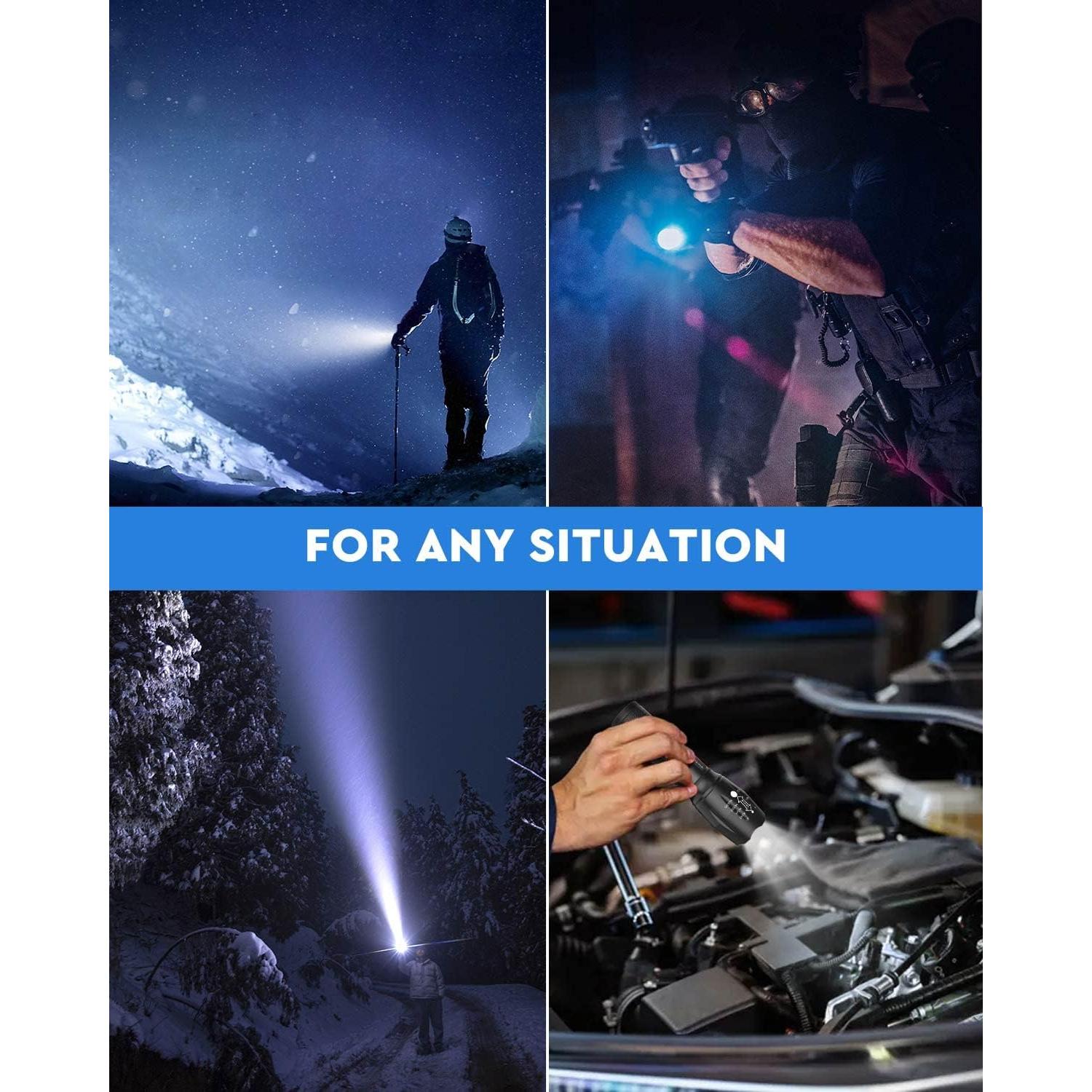 Linterna Táctica LED Voph 2000 Lúmenes 5 Modos 2 Paquete