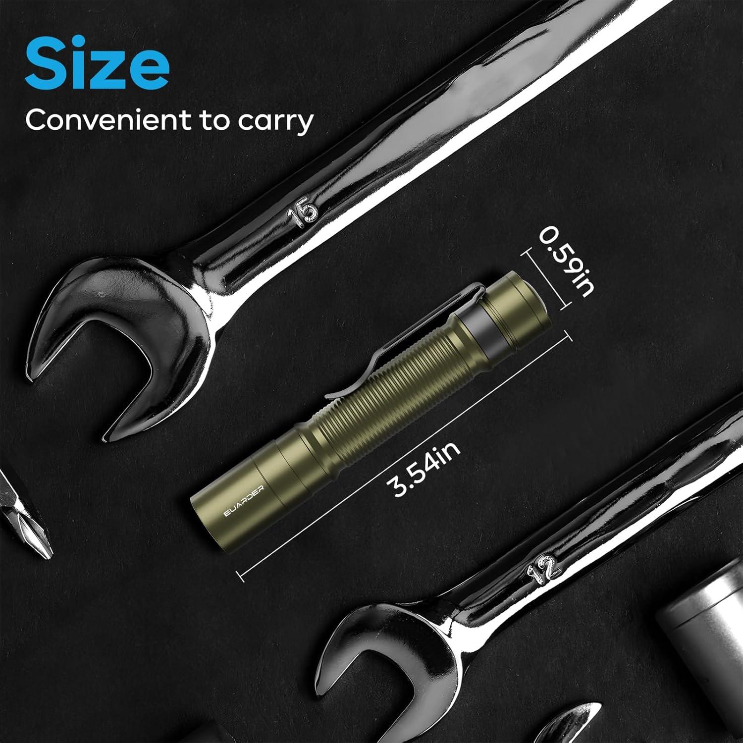 Mini Linterna LED EUARDER 200 Lúmenes Verde Compacta