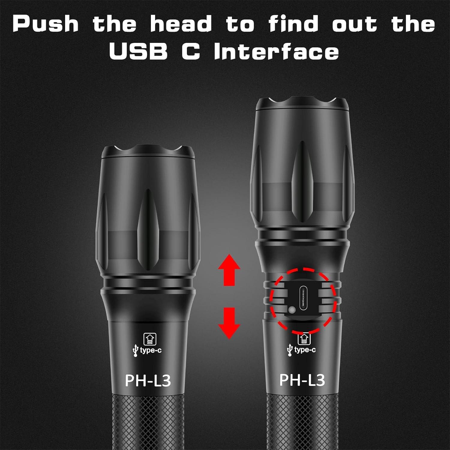 Linterna Recargable PHIXTON 1000 Lúmenes USB C Enfoque Ajustable