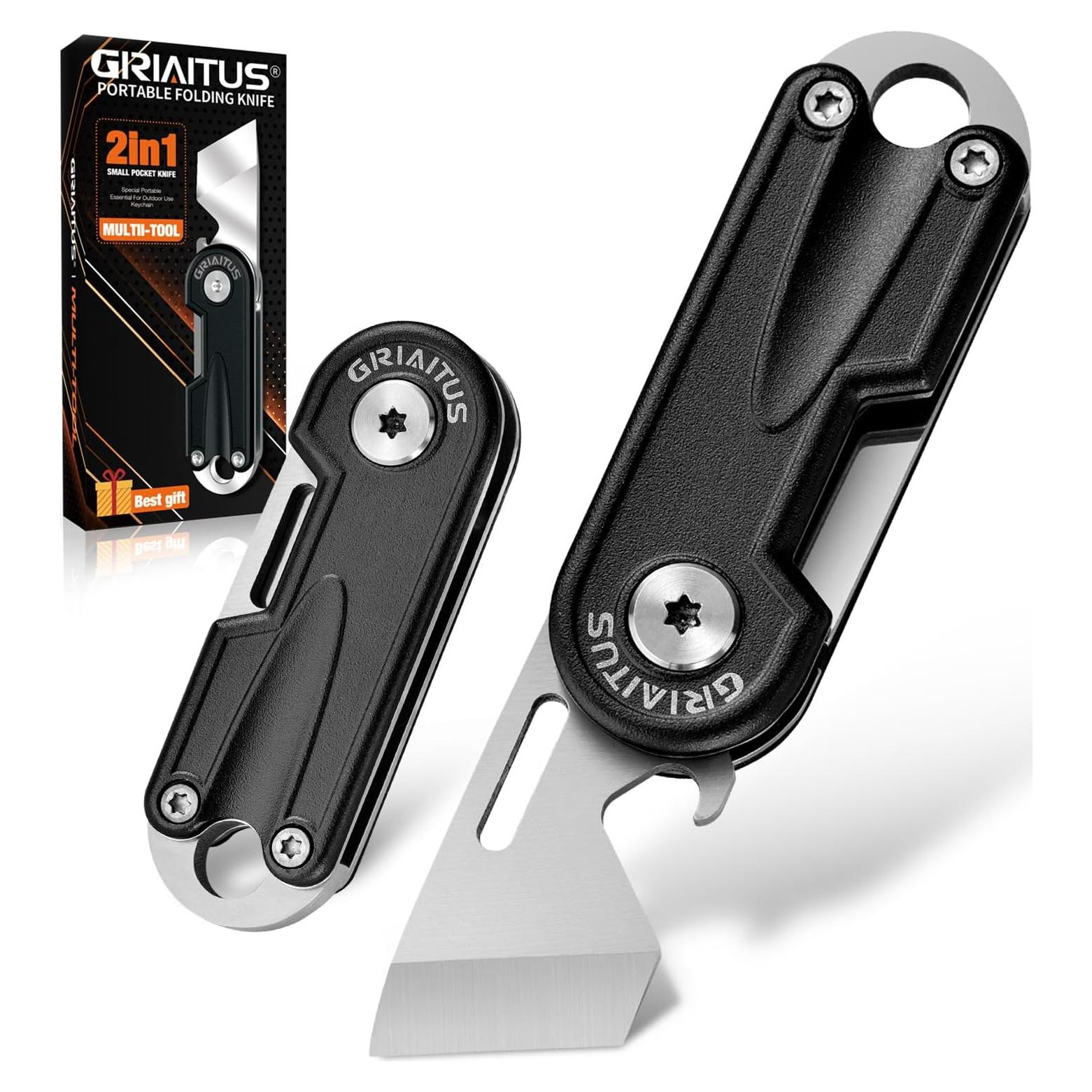Cuchillo de bolsillo multitool GIRIAITUS 2en1 negro EDC 49.87g