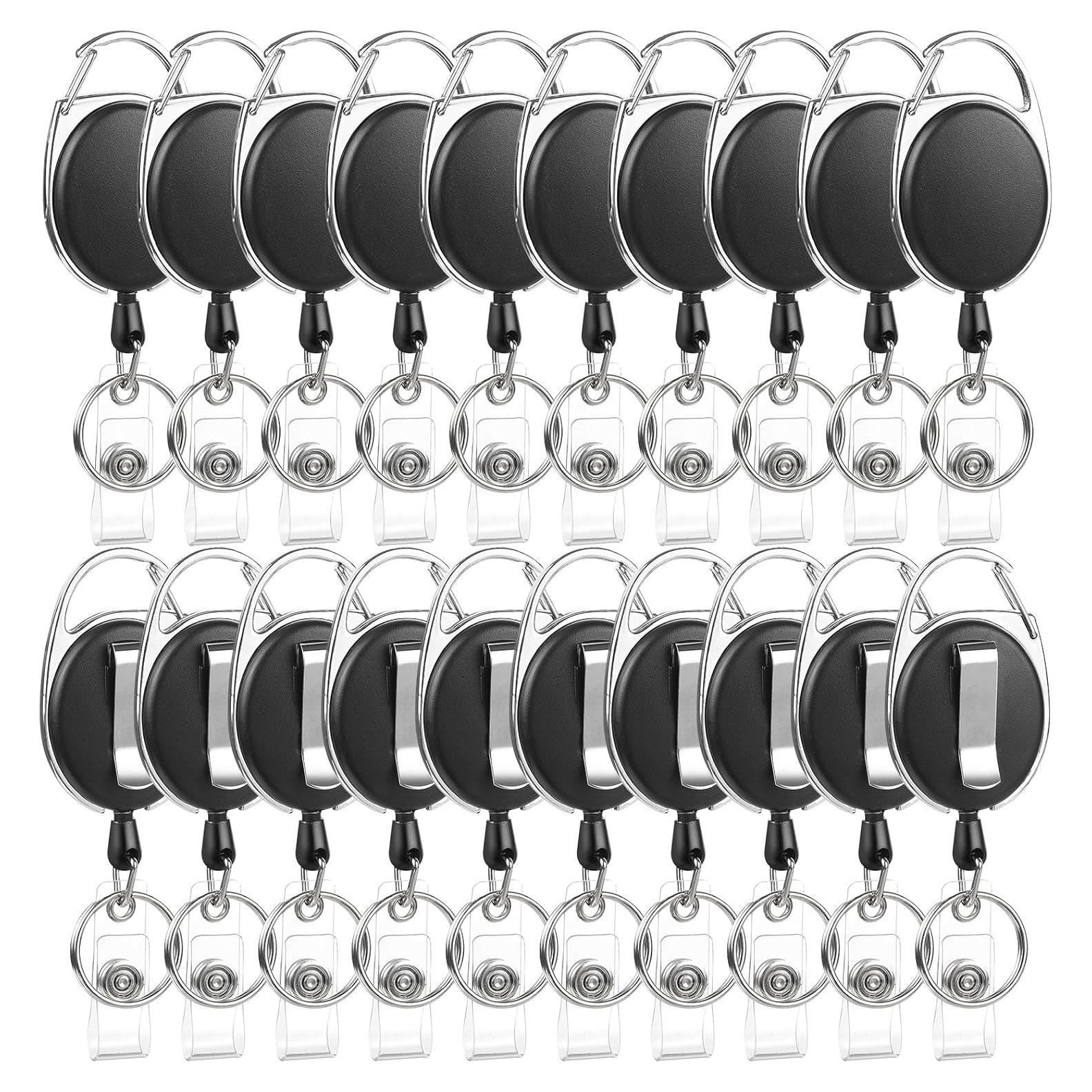 20 Portatarjetas Retráctiles con Clip BESARME - Negro