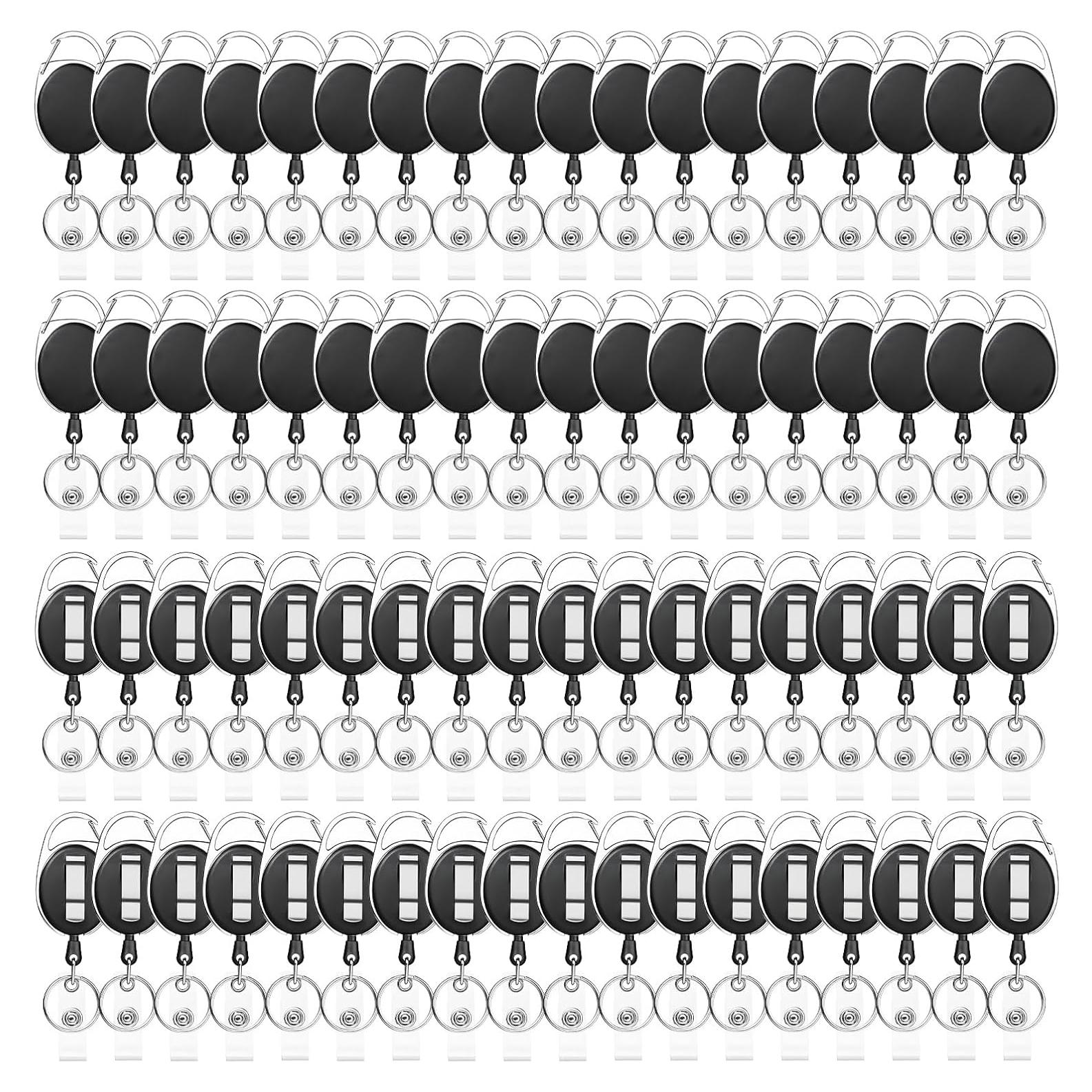 72 Clips Porta Insignias Retráctiles Liubeili para ID Negro