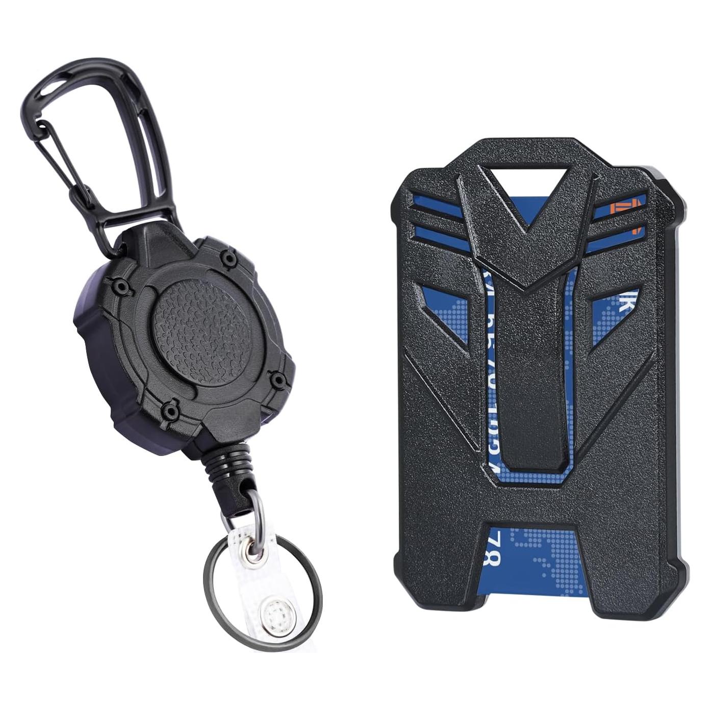 Portatarjetas Retráctil XAMEHA Negro con Clip y Llavero 80 cm