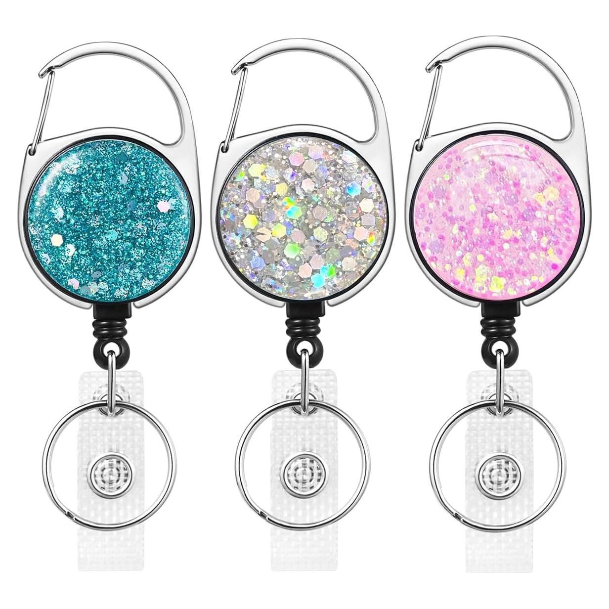 Paquete de 3 Sujetadores Retráctiles FadyRaye Brillantes 27"