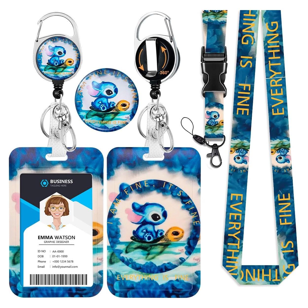 Lanyard de Insignia HASFINE Tortuga Divertida con Carrete 61cm