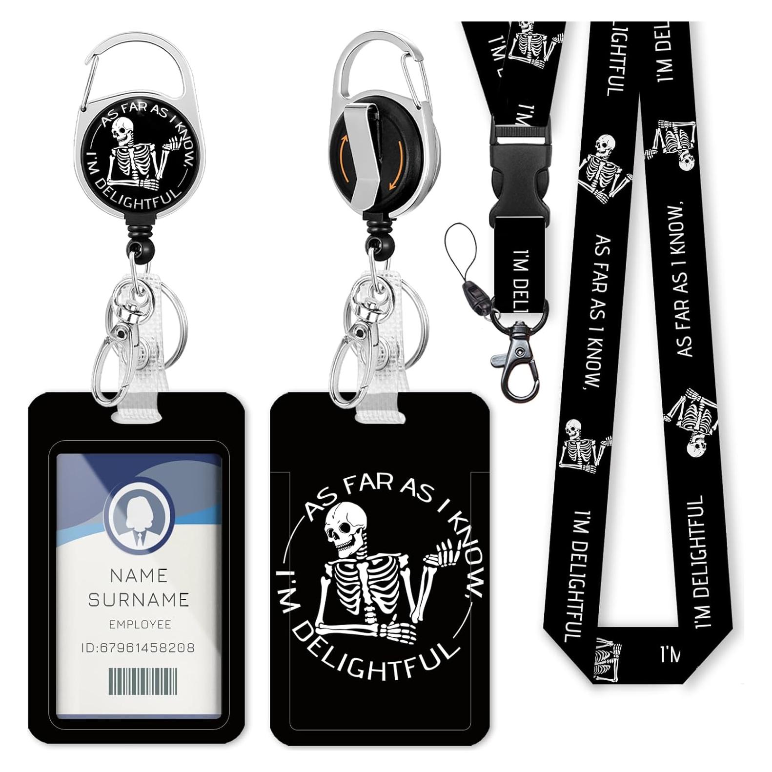 Carrete de Insignia Retráctil Gctriki Calavera 60cm Alta Resistencia