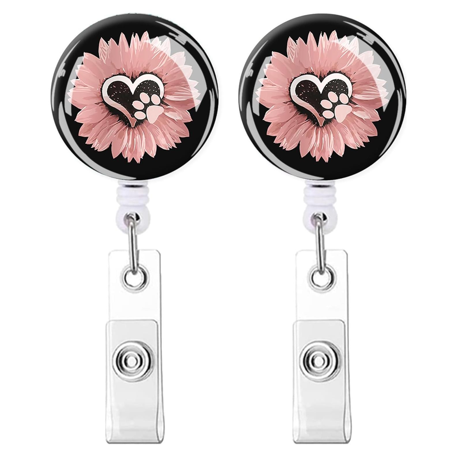 IAMRAVER Sujetadores de Insignias Retráctiles 2 Pack Girasol