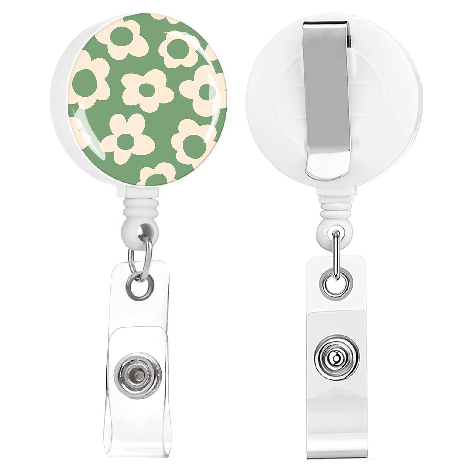 Paquete de 2 Sujetadores de Insignias Retráctiles TPOAEL Verde