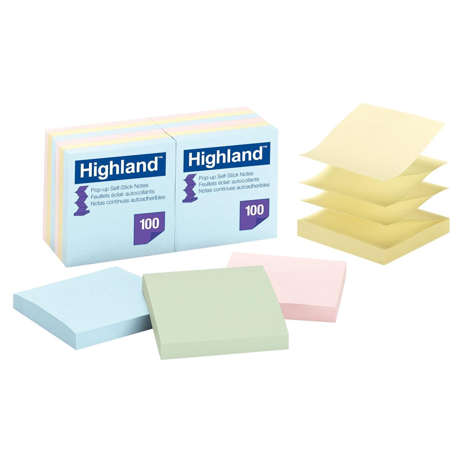 Notas Adhesivas Highland Post-it 7.6x7.6cm Pastel 12 Pzs