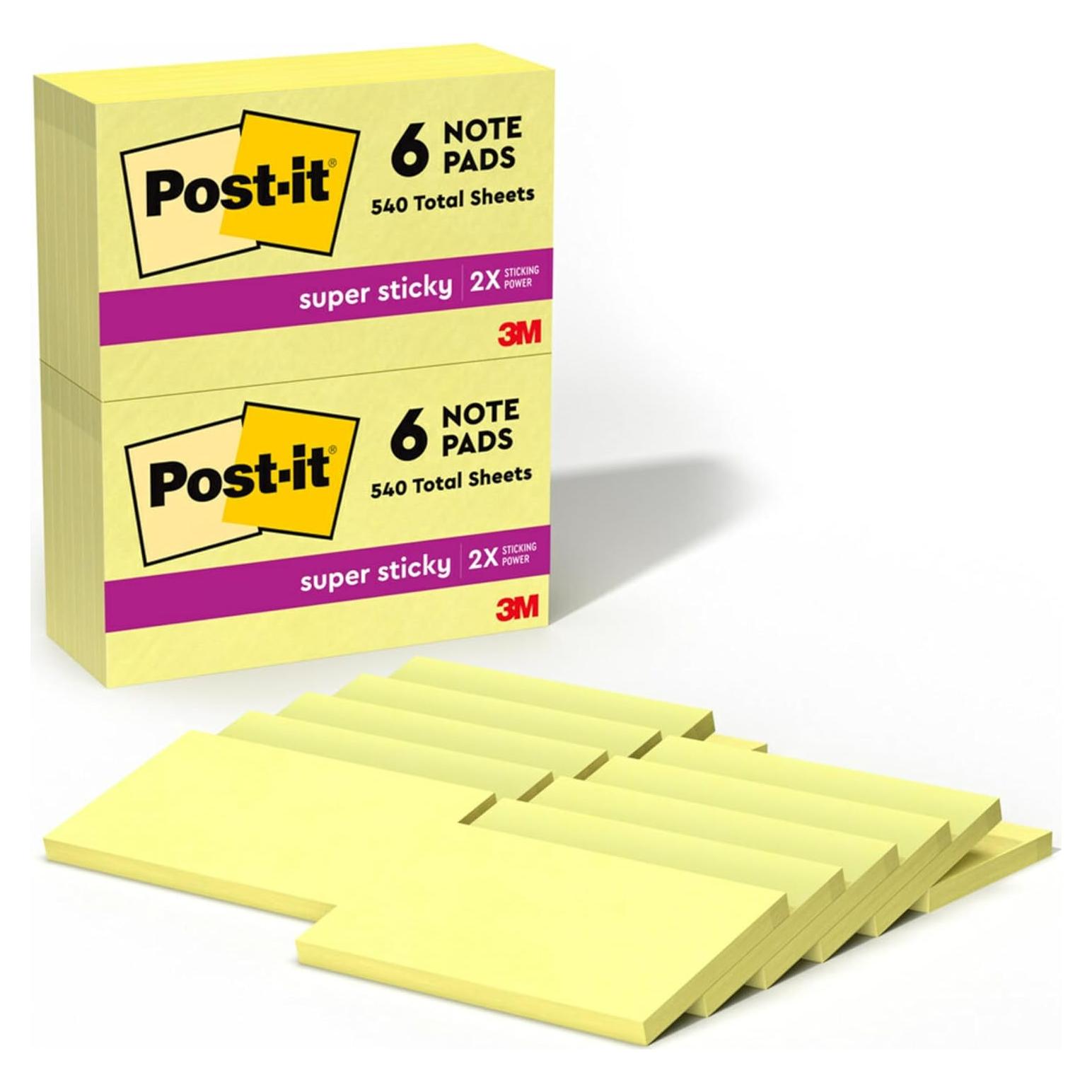 Notas Adhesivas Super Sticky Post-it Amarillo Canario 12 Blocs 90 Hojas