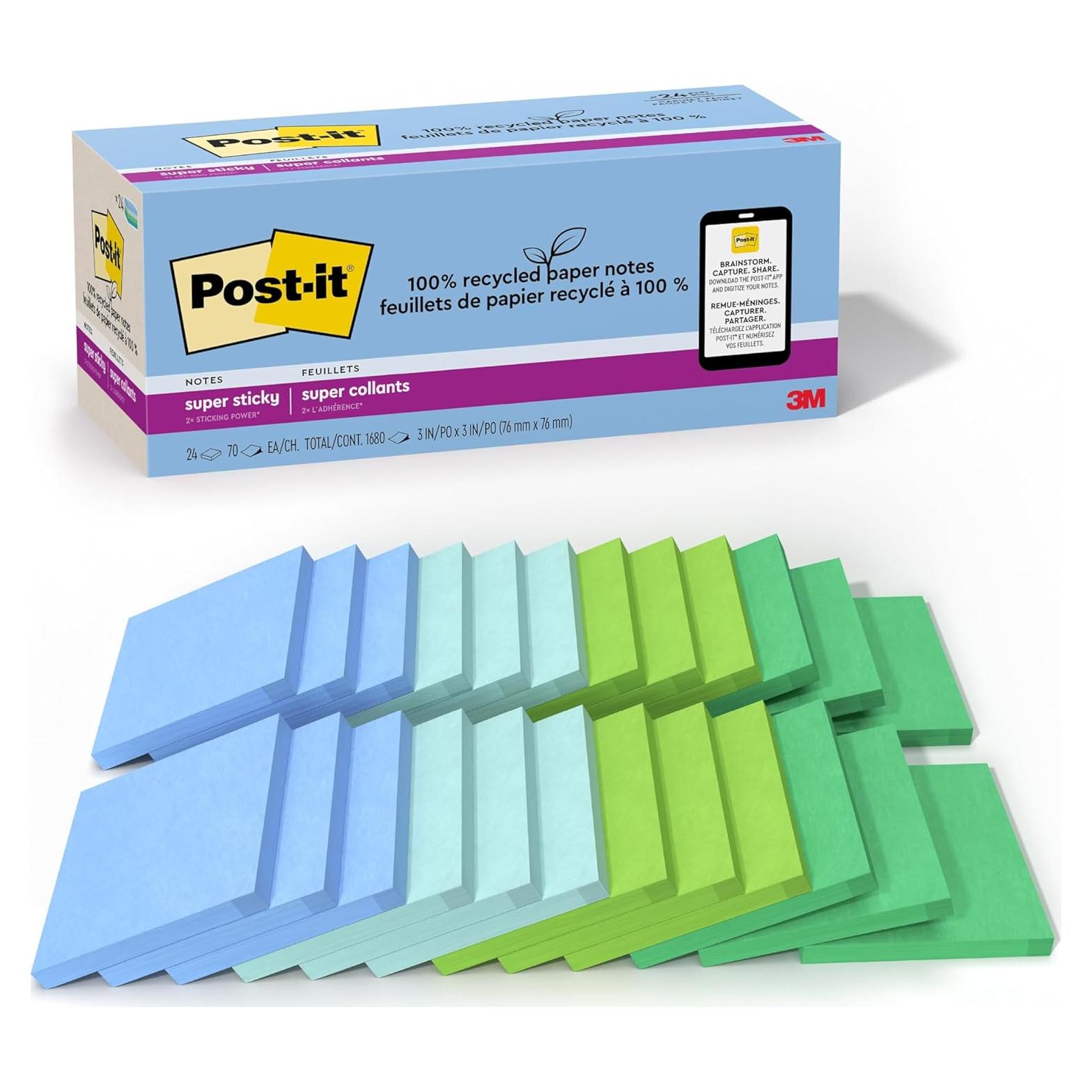 Notas Adhesivas Post-it Super Sticky Oasis 7.62x7.62cm 24 Blocs