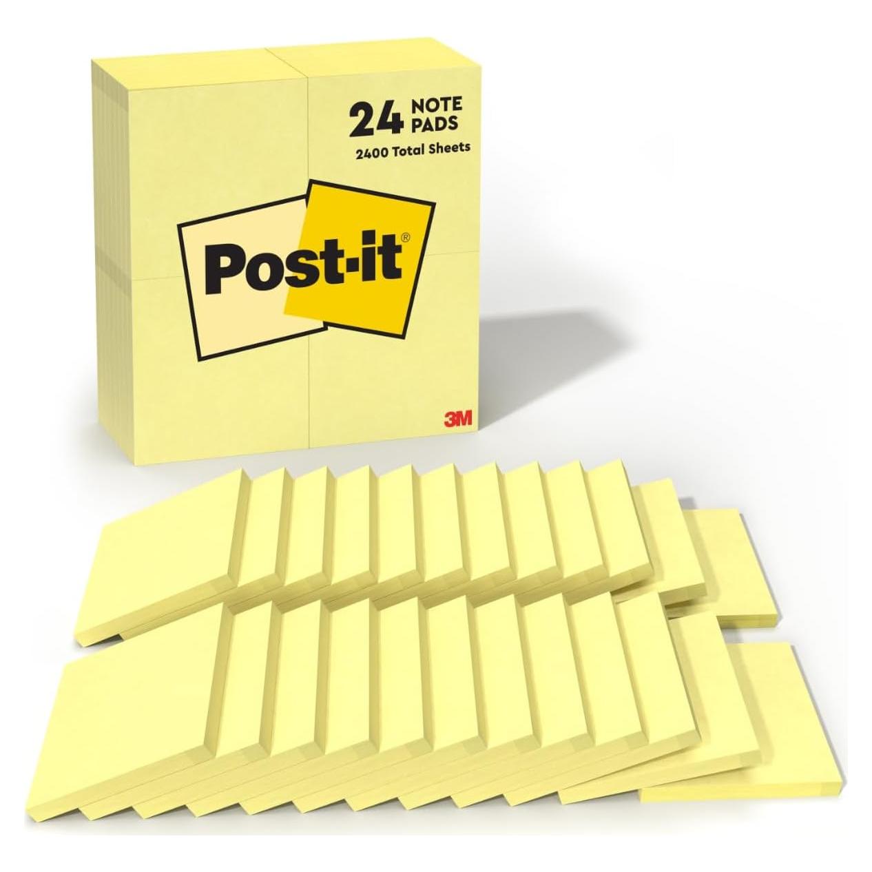 Notas Post-it Amarillas 7.6x7.6 cm 24 Blocs 100 Hojas